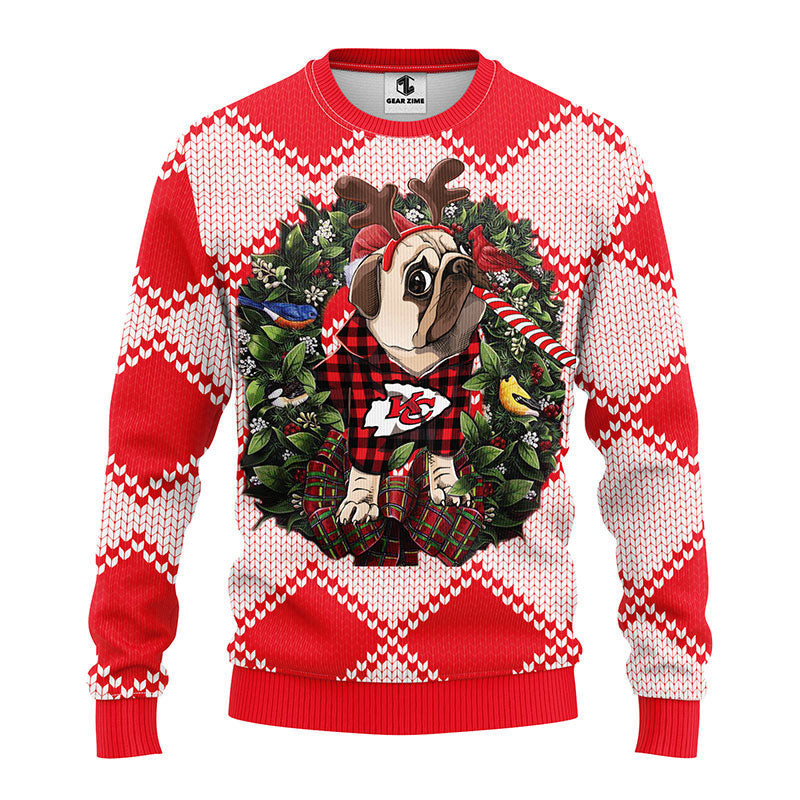 Kansas City Chiefs Pub Dog Ugly Christmas Sweater Adult 3D Funny Matching for family