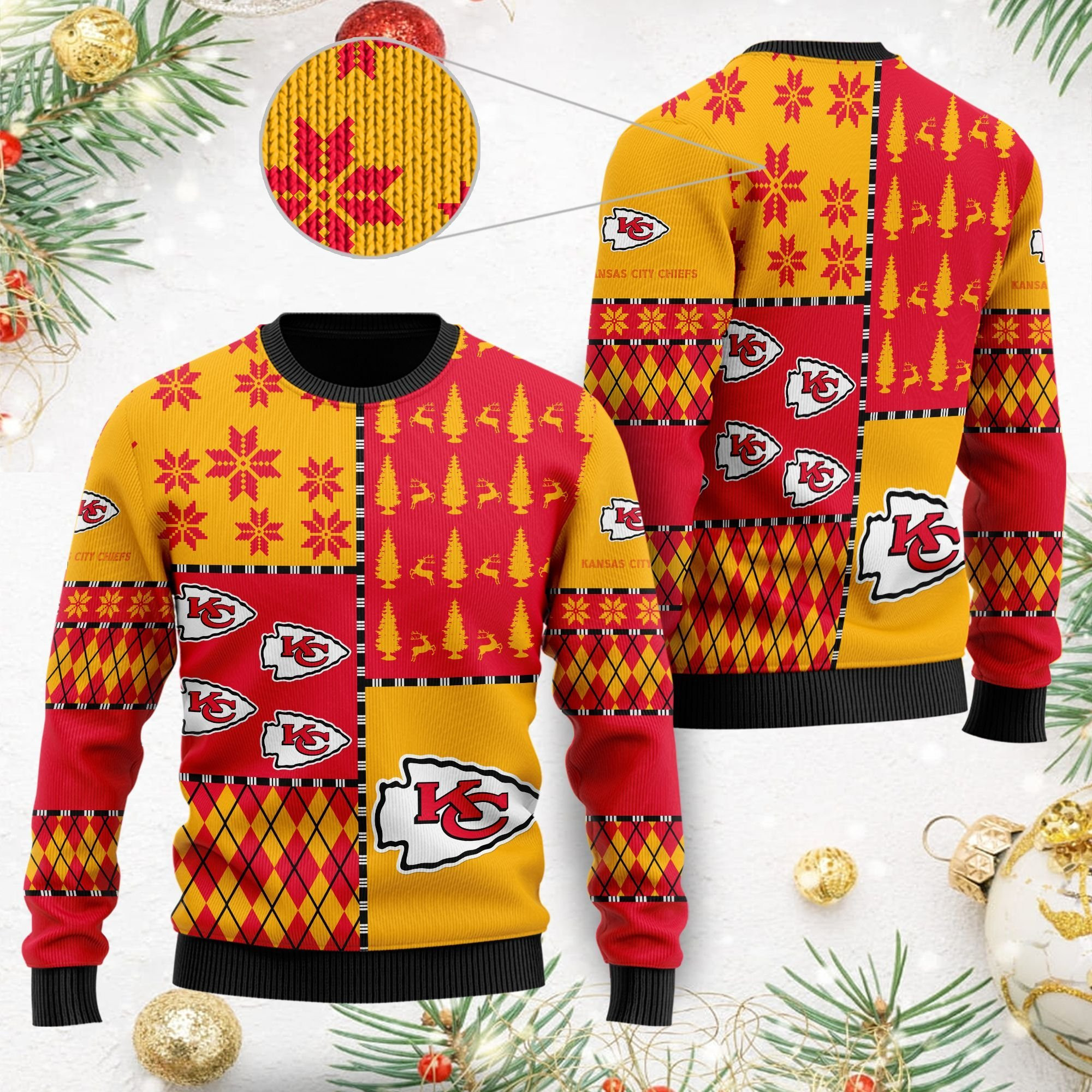 Kansas City Chiefs Ugly Christmas Sweater Adult 3D Funny Matching for family