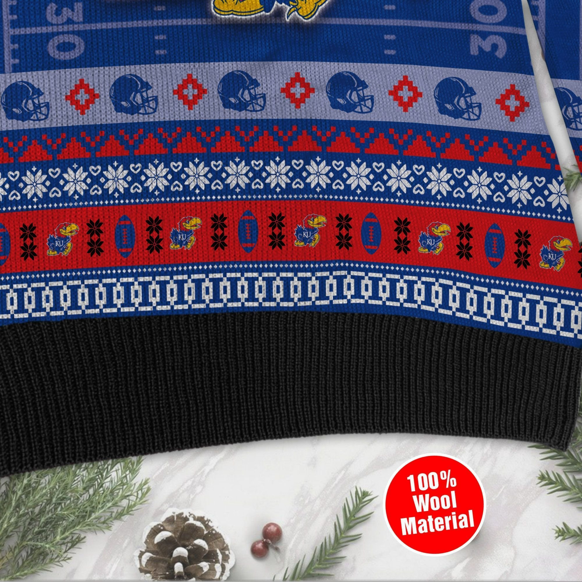 Kansas Jayhawks Custom Name & Number Personalized Ugly Christmas Sweater Adult 3D Funny Matching for family - Image 5