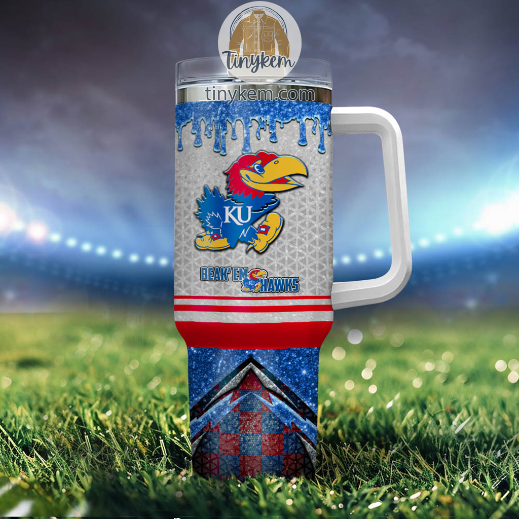 Kansas Jayhawks Glitter NCAA Custom Stanley Cup 40 oz 30 oz Tumbler With HandleTVC2301220 - Image 4