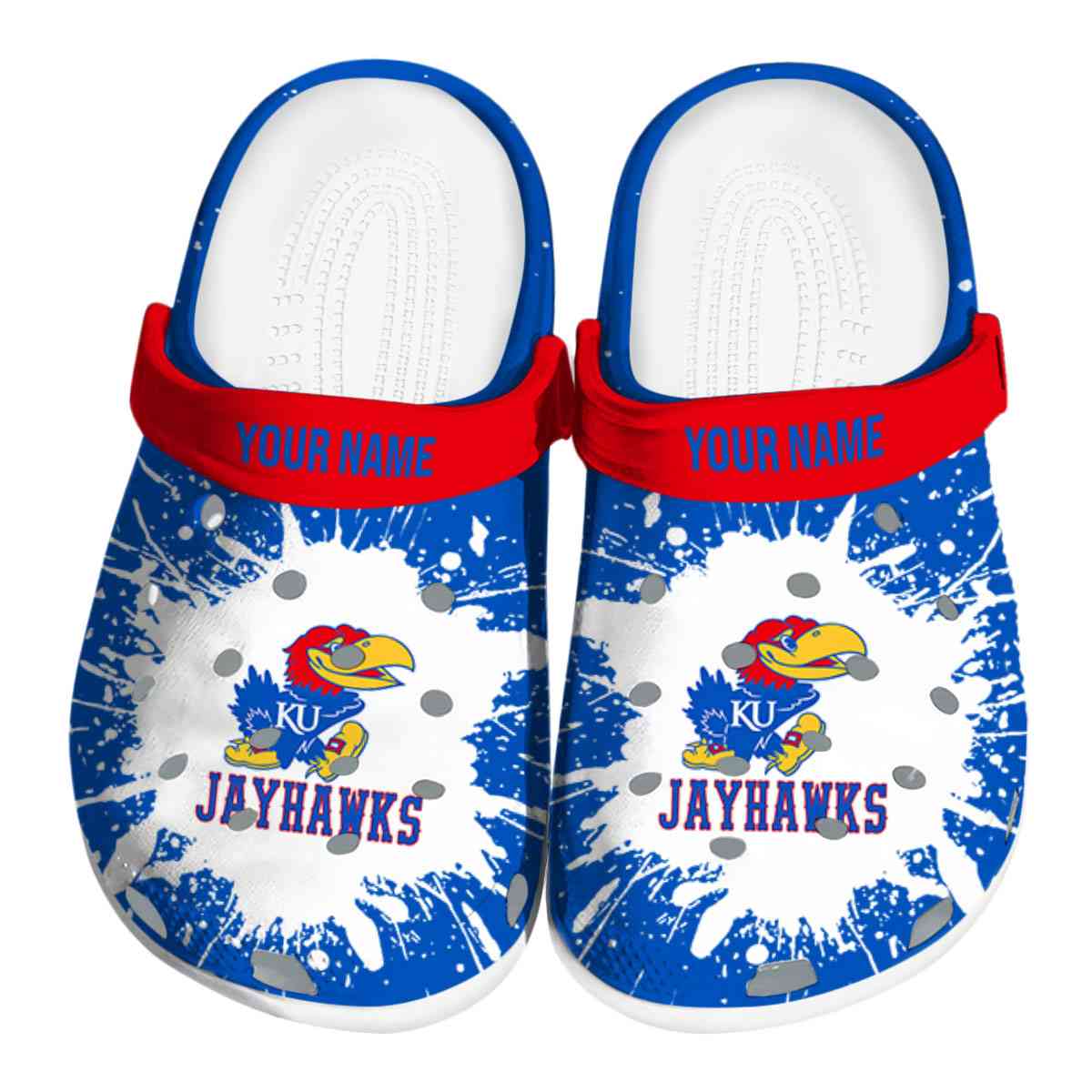 Kansas Jayhawks NCAA Sport Crocs Crocband Clogs Shoes Comfortable For Men Women and Kids