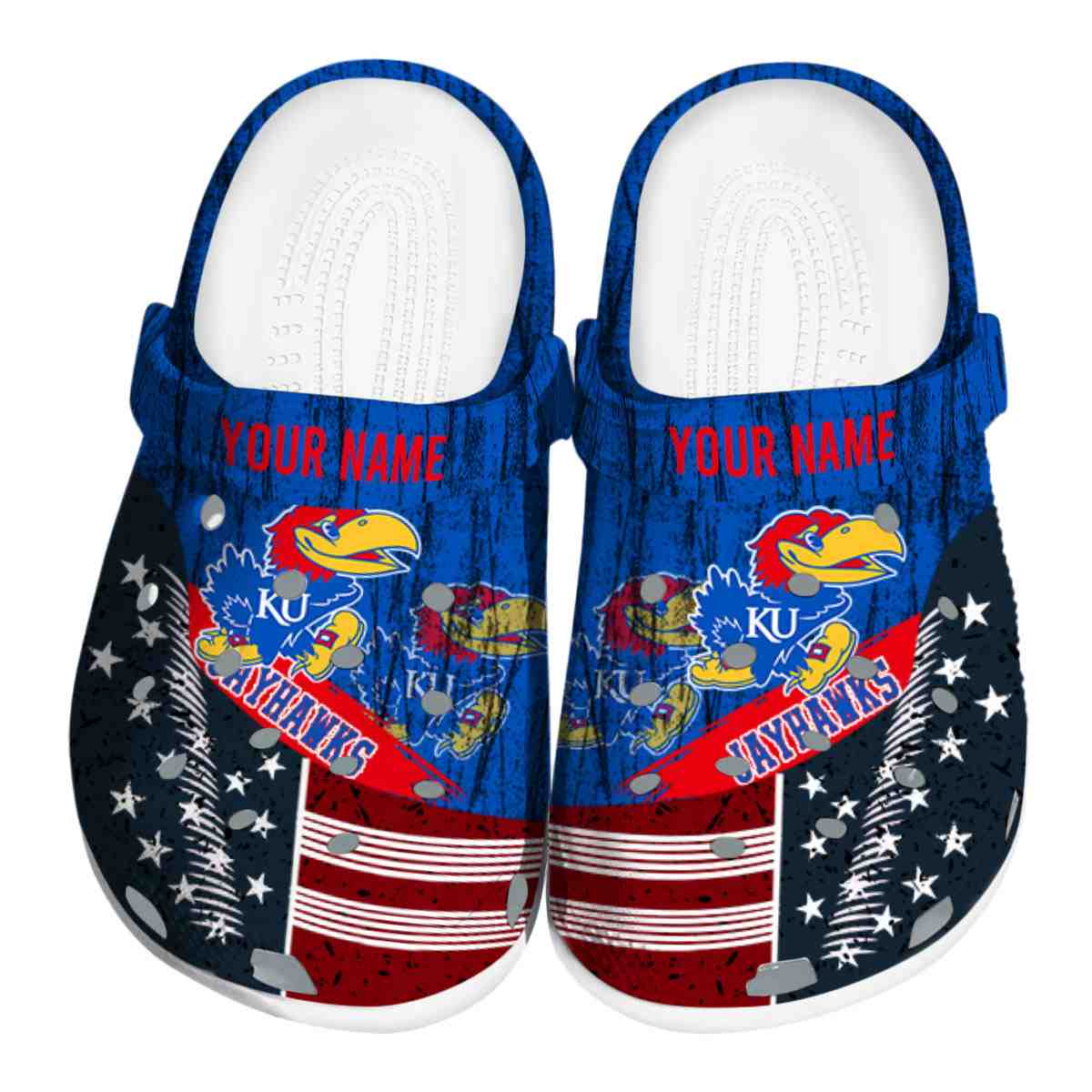 Kansas Jayhawks NCAA Sport Crocs Crocband Clogs Shoes Comfortable For Men Women and Kids