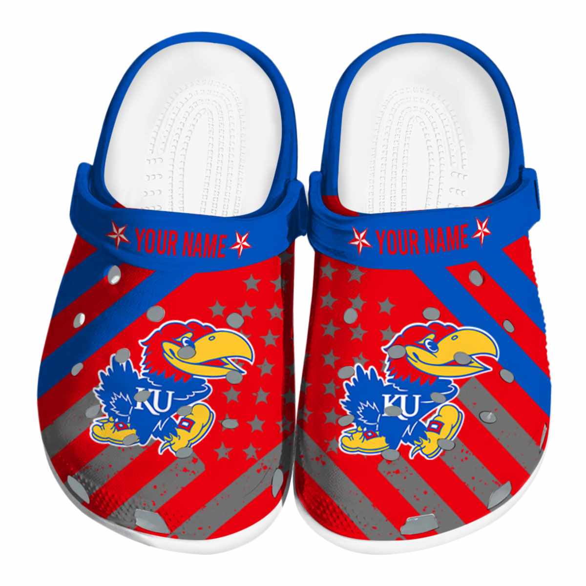 Kansas Jayhawks NCAA Sport Crocs Crocband Clogs Shoes Comfortable For Men Women and Kids
