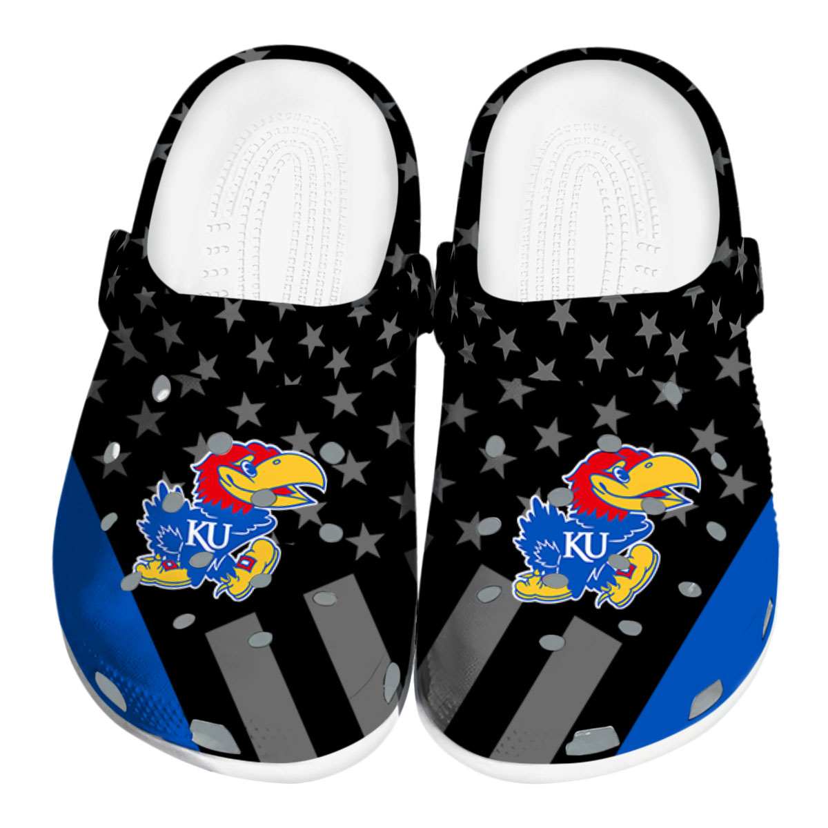 Kansas Jayhawks NCAA Sport Crocs Crocband Clogs Shoes Comfortable For Men Women and Kids