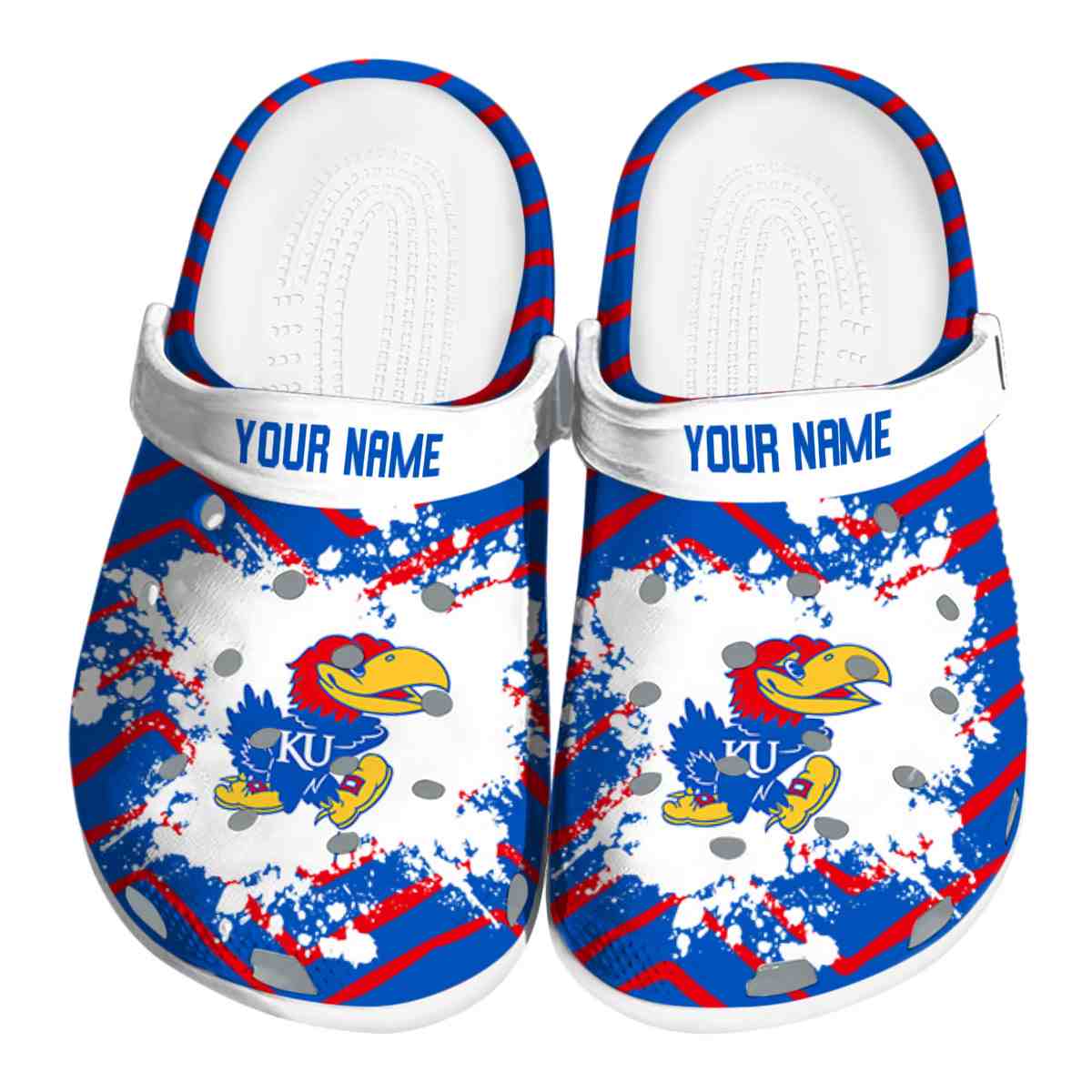 Kansas Jayhawks NCAA Sport Crocs Crocband Clogs Shoes Comfortable For Men Women and Kids