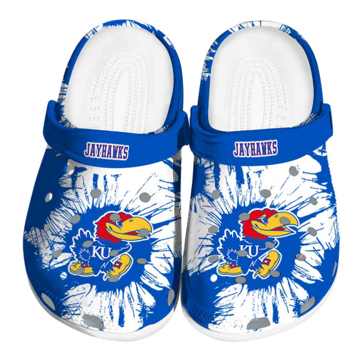 Kansas Jayhawks NCAA Sport Crocs Crocband Clogs Shoes Comfortable For Men Women and Kids