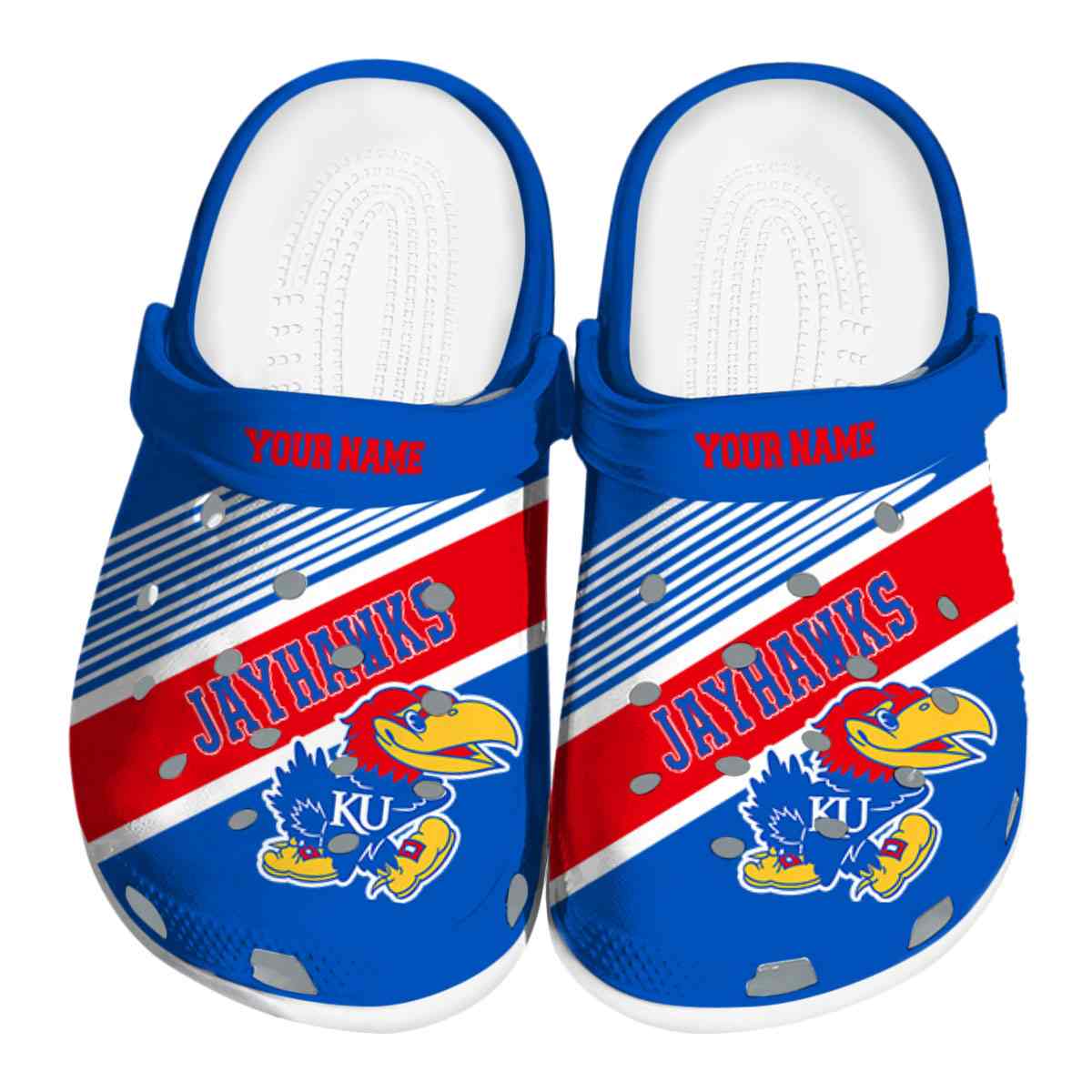 Kansas Jayhawks NCAA Sport Crocs Crocband Clogs Shoes Comfortable For Men Women and Kids