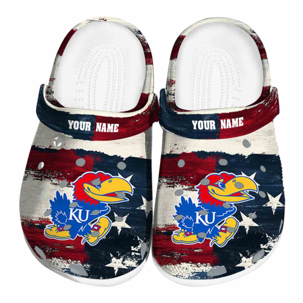 Kansas Jayhawks NCAA Sport Crocs Crocband Clogs Shoes Comfortable For Men Women and Kids
