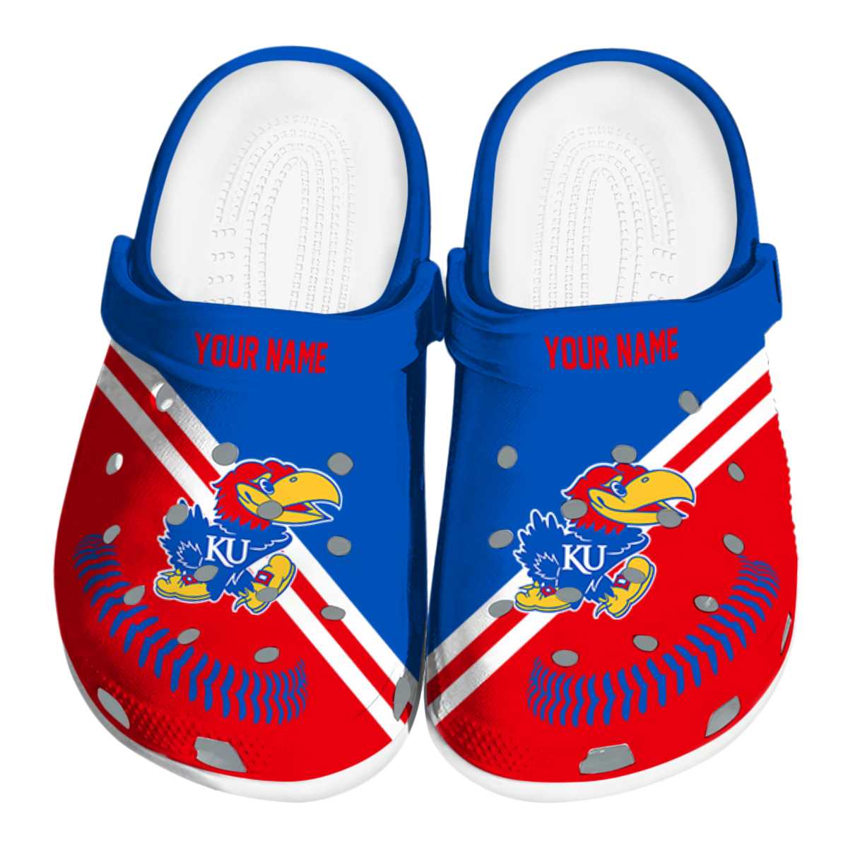 Kansas Jayhawks NCAA Sport Crocs Crocband Clogs Shoes Comfortable For Men Women and Kids