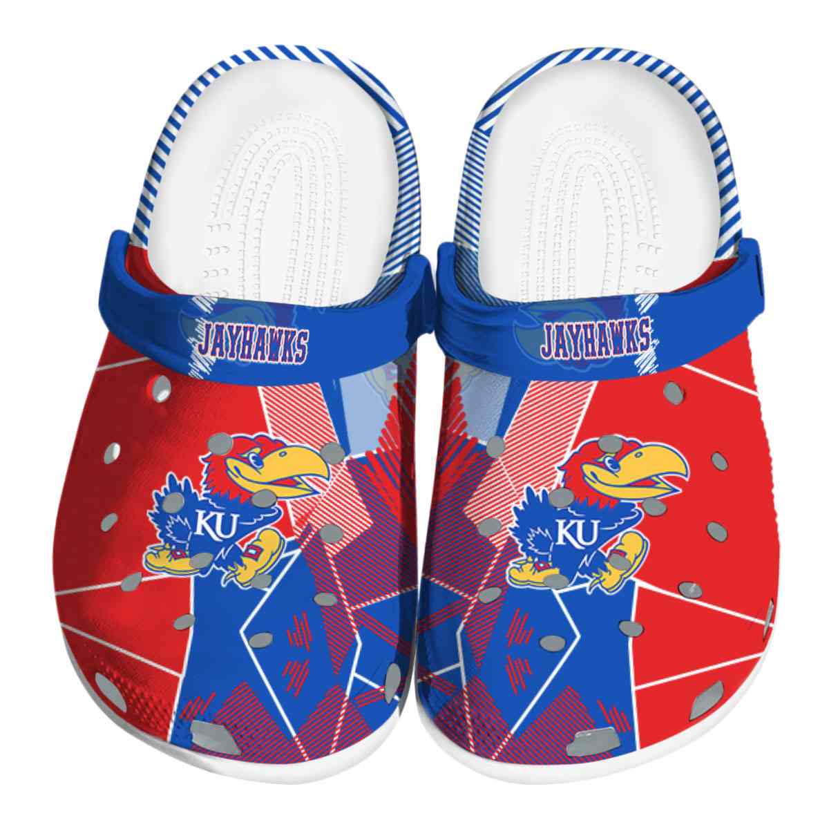 Kansas Jayhawks NCAA Sport Crocs Crocband Clogs Shoes Comfortable For Men Women and Kids