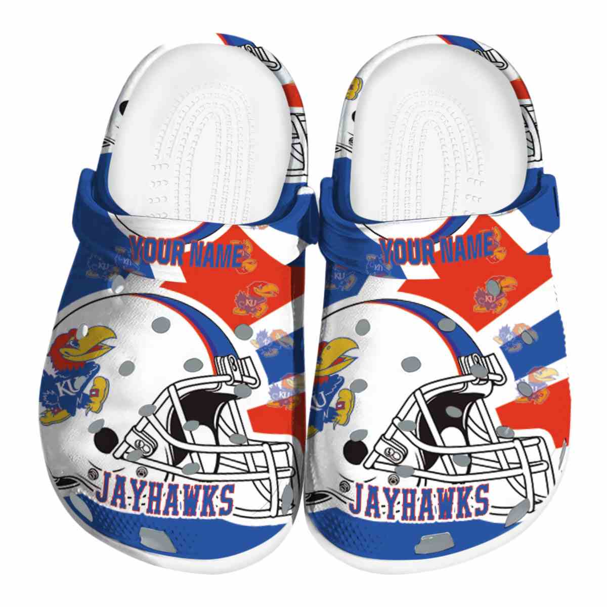 Kansas Jayhawks NCAA Sport Crocs Crocband Clogs Shoes Comfortable For Men Women and Kids