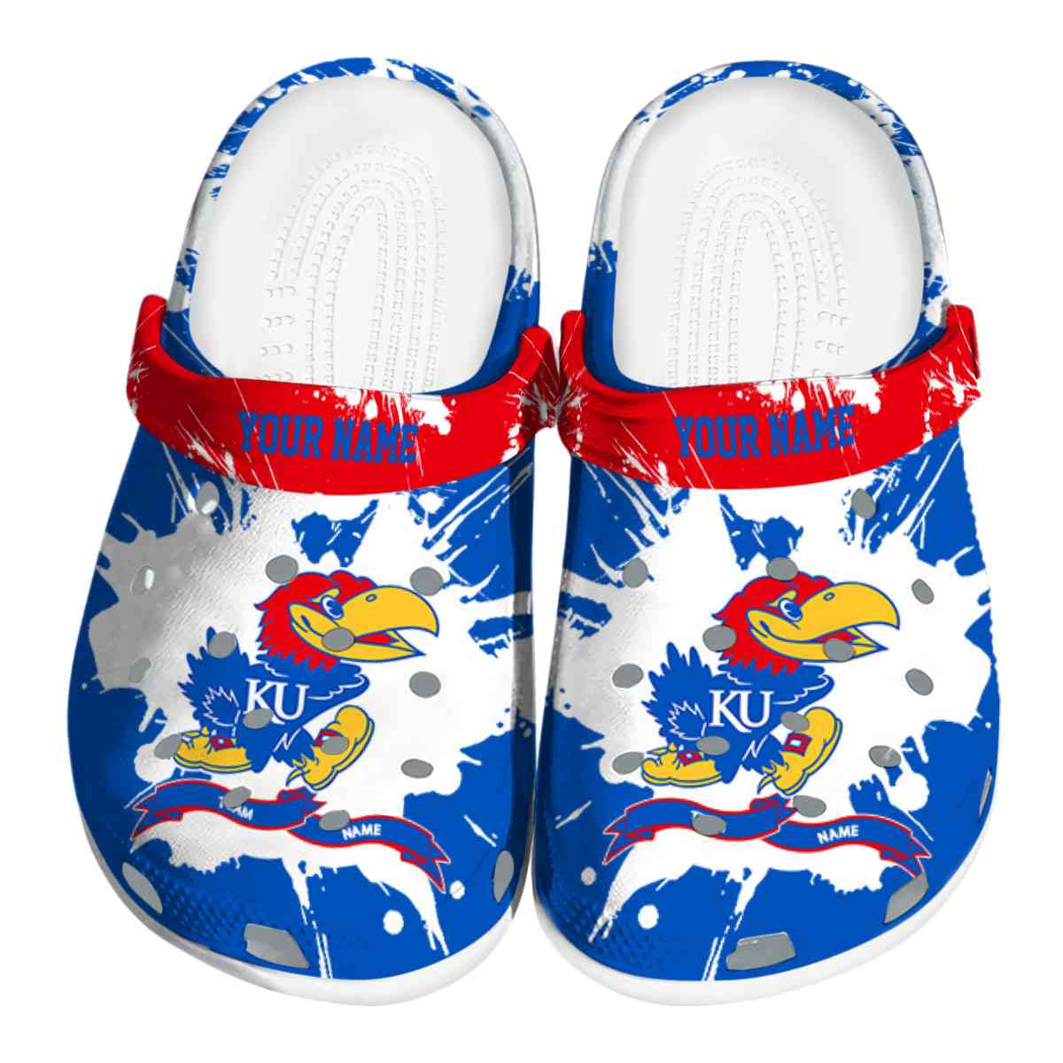 Kansas Jayhawks NCAA Sport Crocs Crocband Clogs Shoes Comfortable For Men Women and Kids