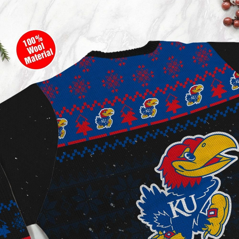 Kansas Jayhawks Snoopy Dabbing Ugly Christmas Sweater Adult 3D Funny Matching for family - Image 5