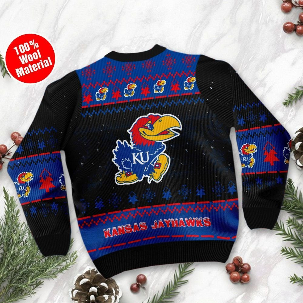 Kansas Jayhawks Snoopy Dabbing Ugly Christmas Sweater Adult 3D Funny Matching for family - Image 3
