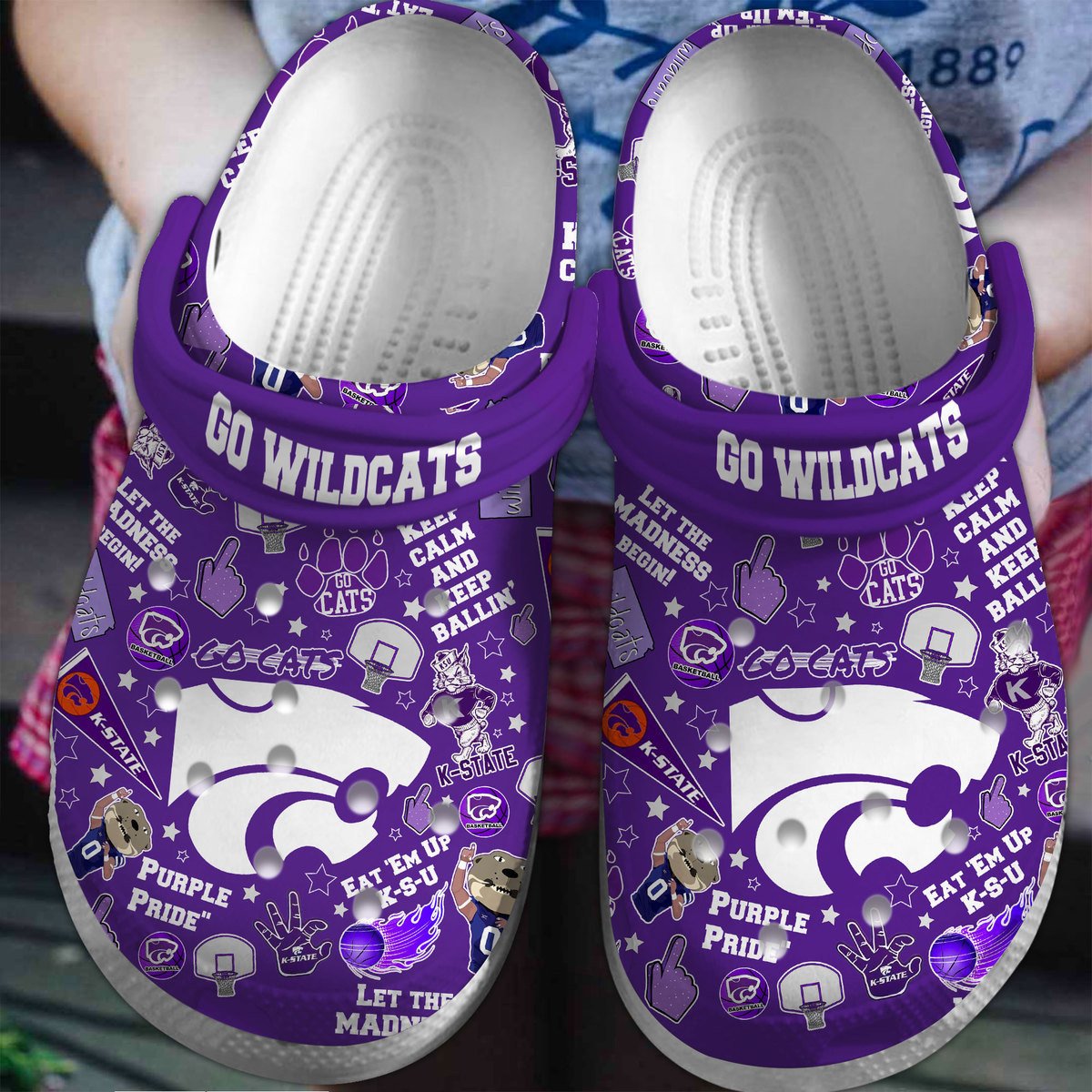Kansas State Wildcats Crocs Clogs Crocband Shoes Comfortable For Men Women and Kids