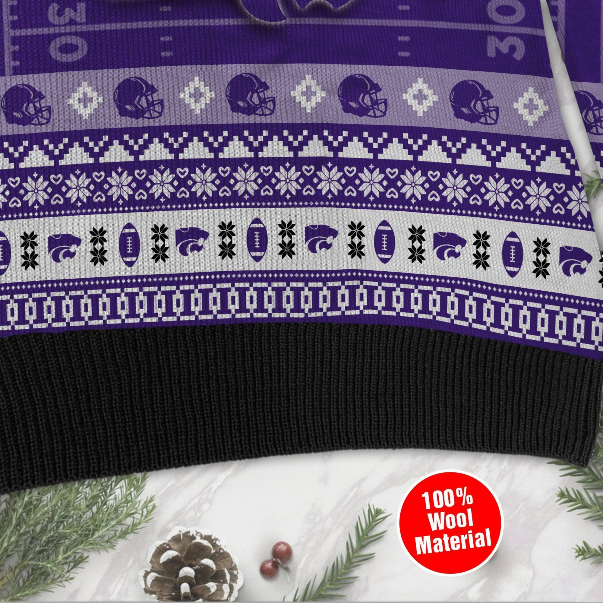 Kansas State Wildcats Custom Name & Number Personalized Ugly Christmas Sweater Adult 3D Funny Matching for family - Image 4