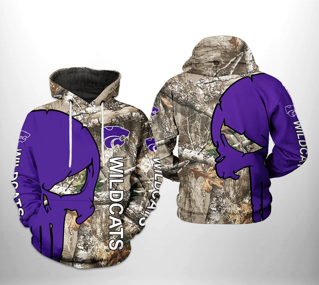 Kansas State Wildcats NCAA Camo Veteran Hunting 3D All Over Print Hoodie, Zip Hoodie