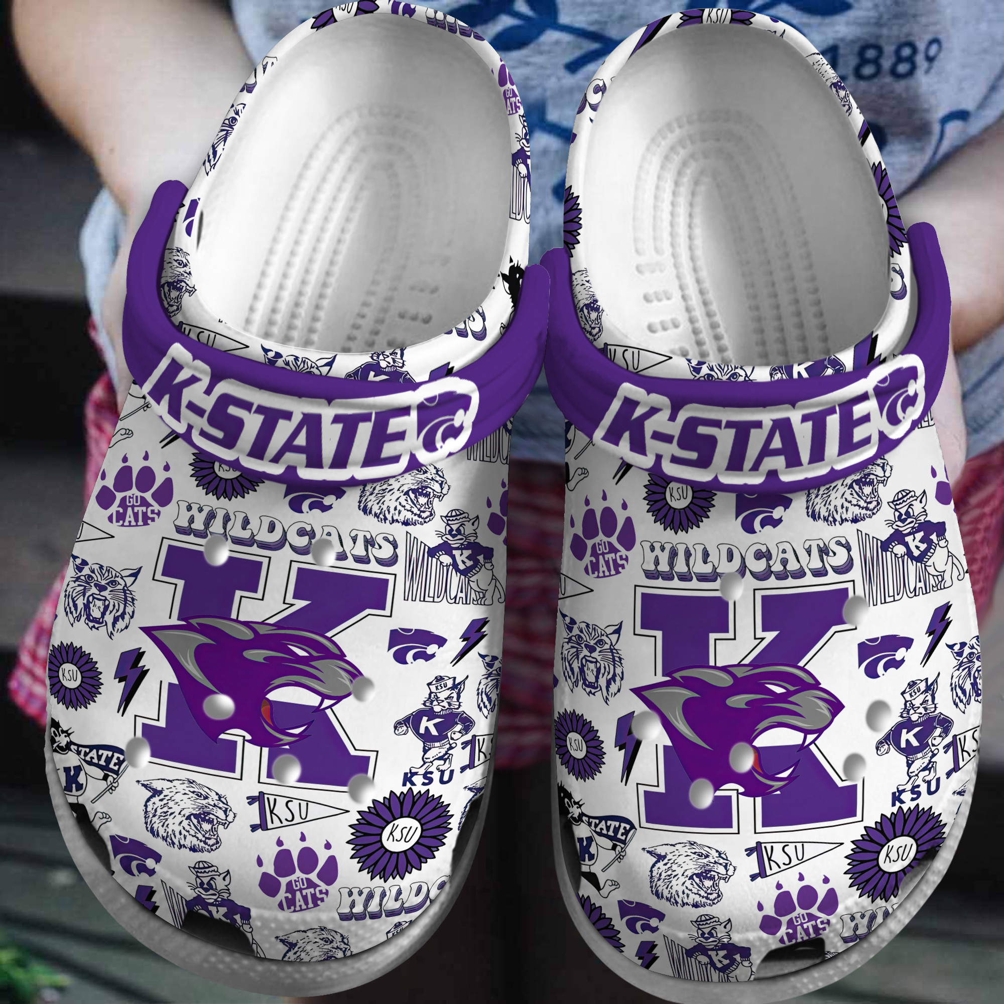 Kansas State Wildcats NCAA Sport Crocs Crocband Clogs Shoes Comfortable For Men Women and Kids