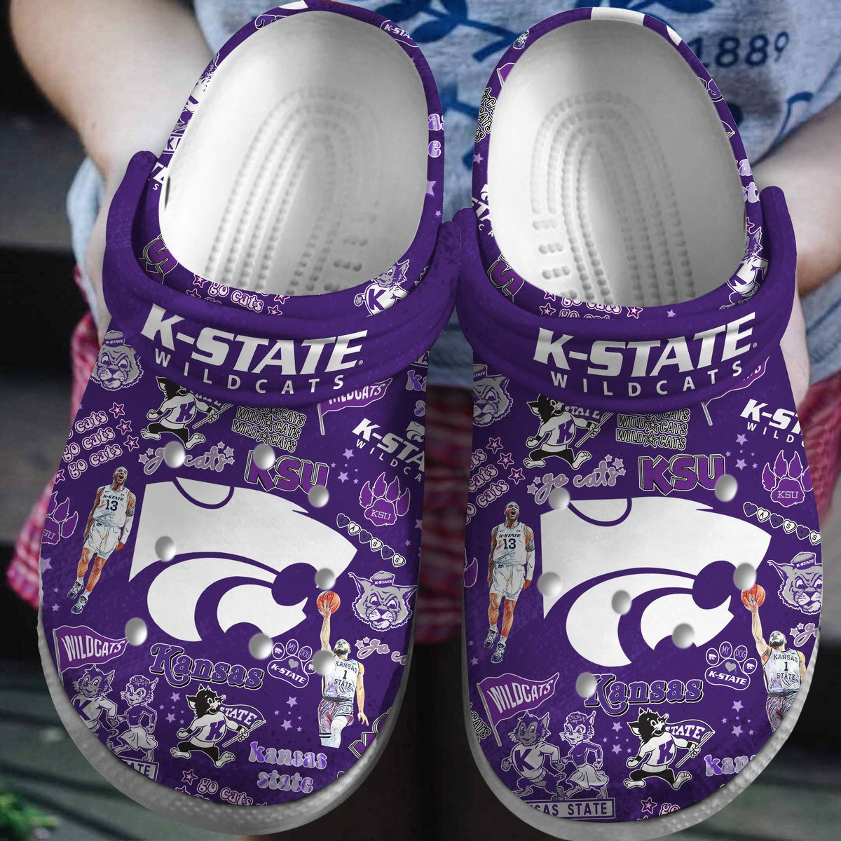 Kansas State Wildcats NCAA Sport Crocs Crocband Clogs Shoes Comfortable For Men Women and Kids
