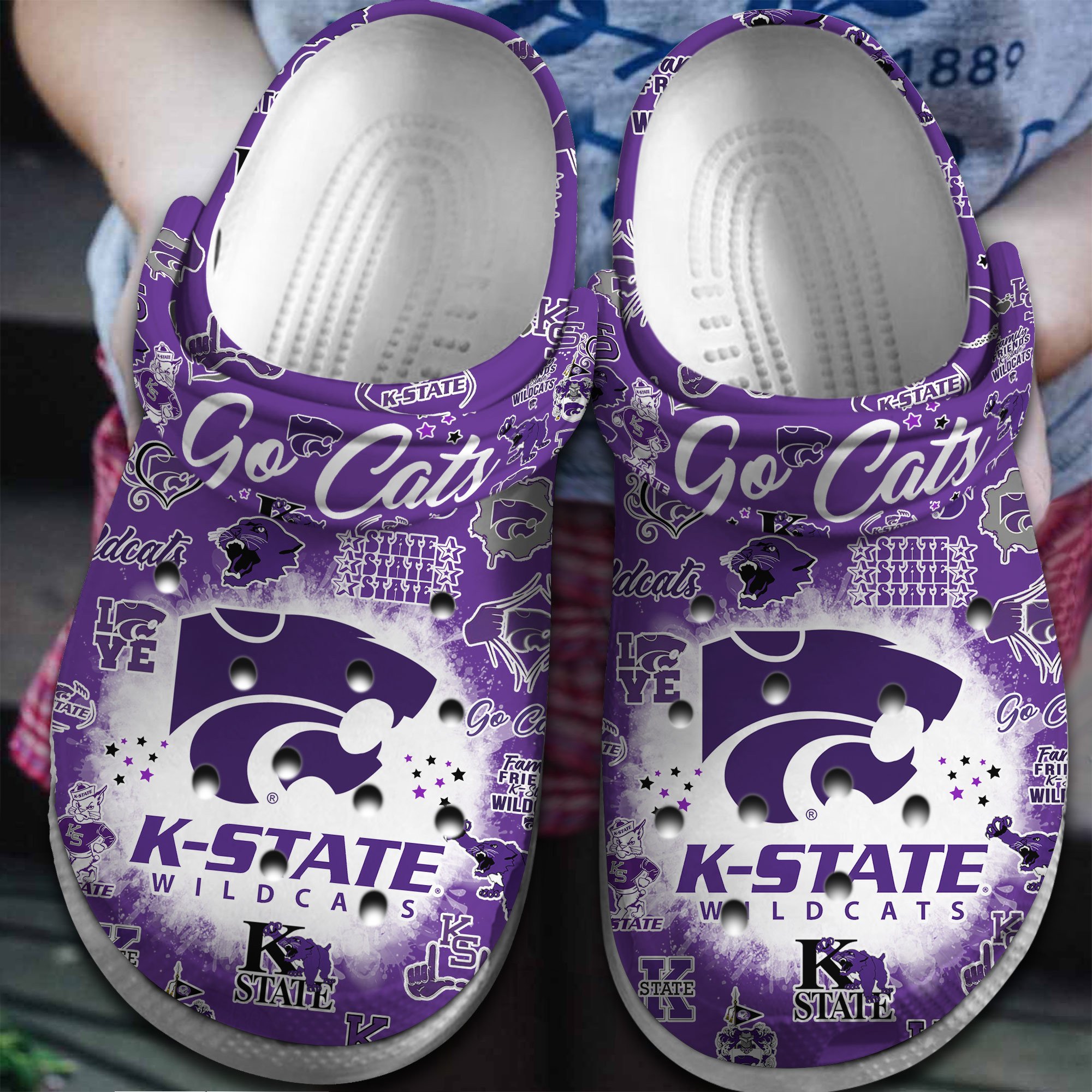 Kansas State Wildcats NCAA Sport Crocs Crocband Clogs Shoes Comfortable For Men Women and Kids
