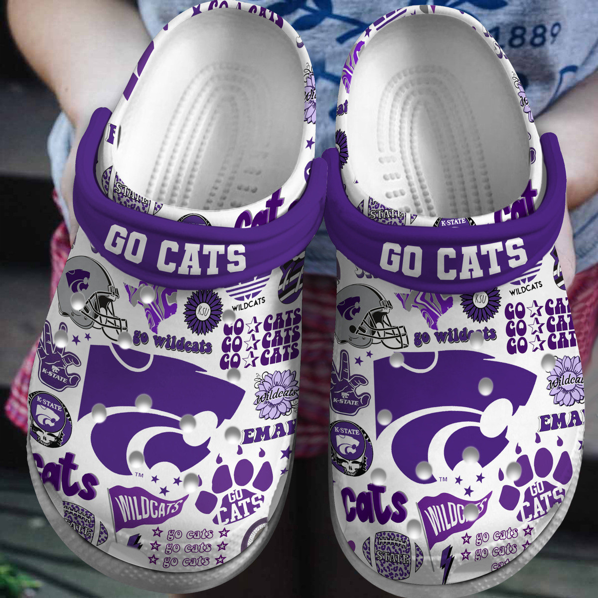 Kansas State Wildcats NCAA Sport Crocs Crocband Clogs Shoes Comfortable For Men Women and Kids