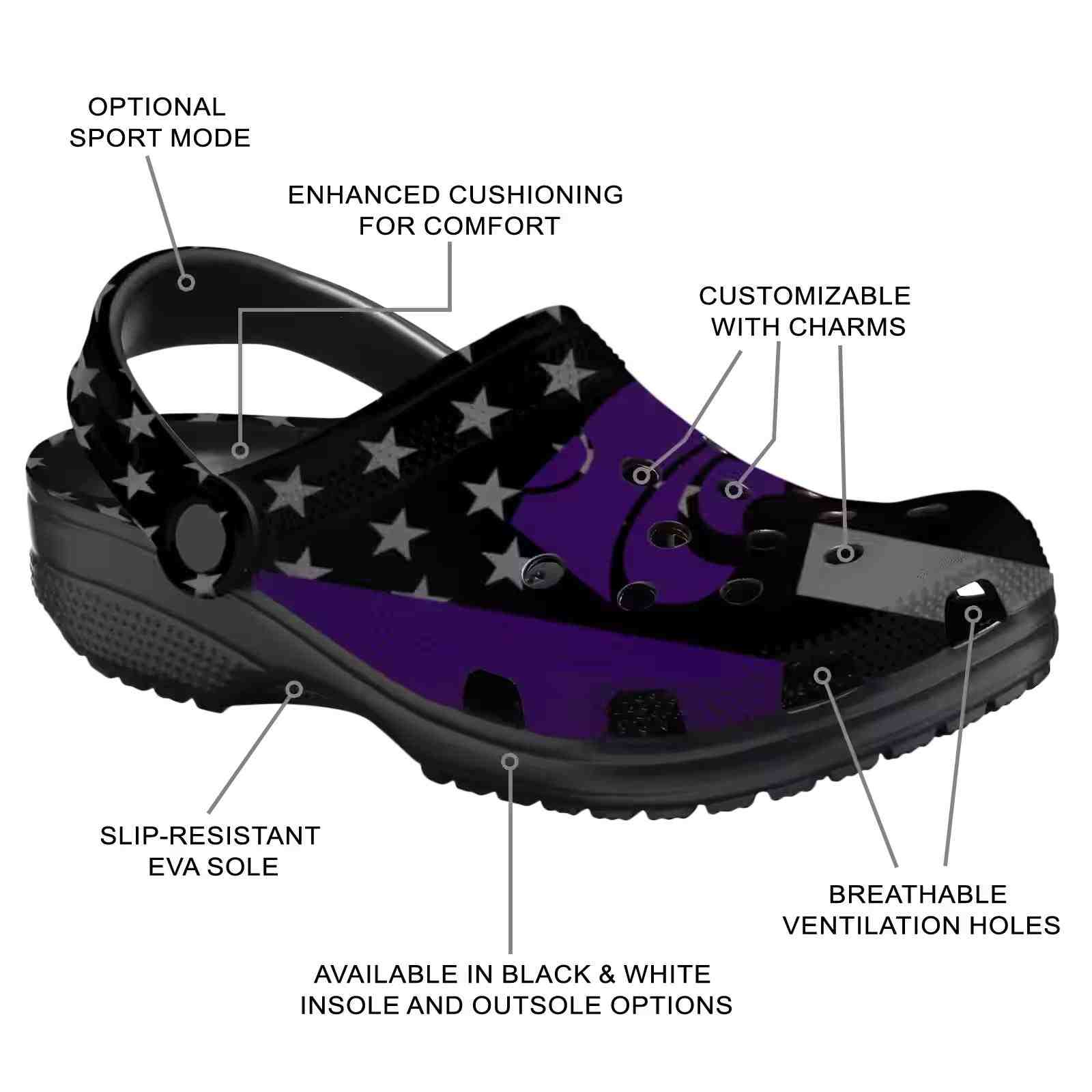 Kansas State Wildcats Stellar Stripes Theme ClogTVC1801779 - Image 5