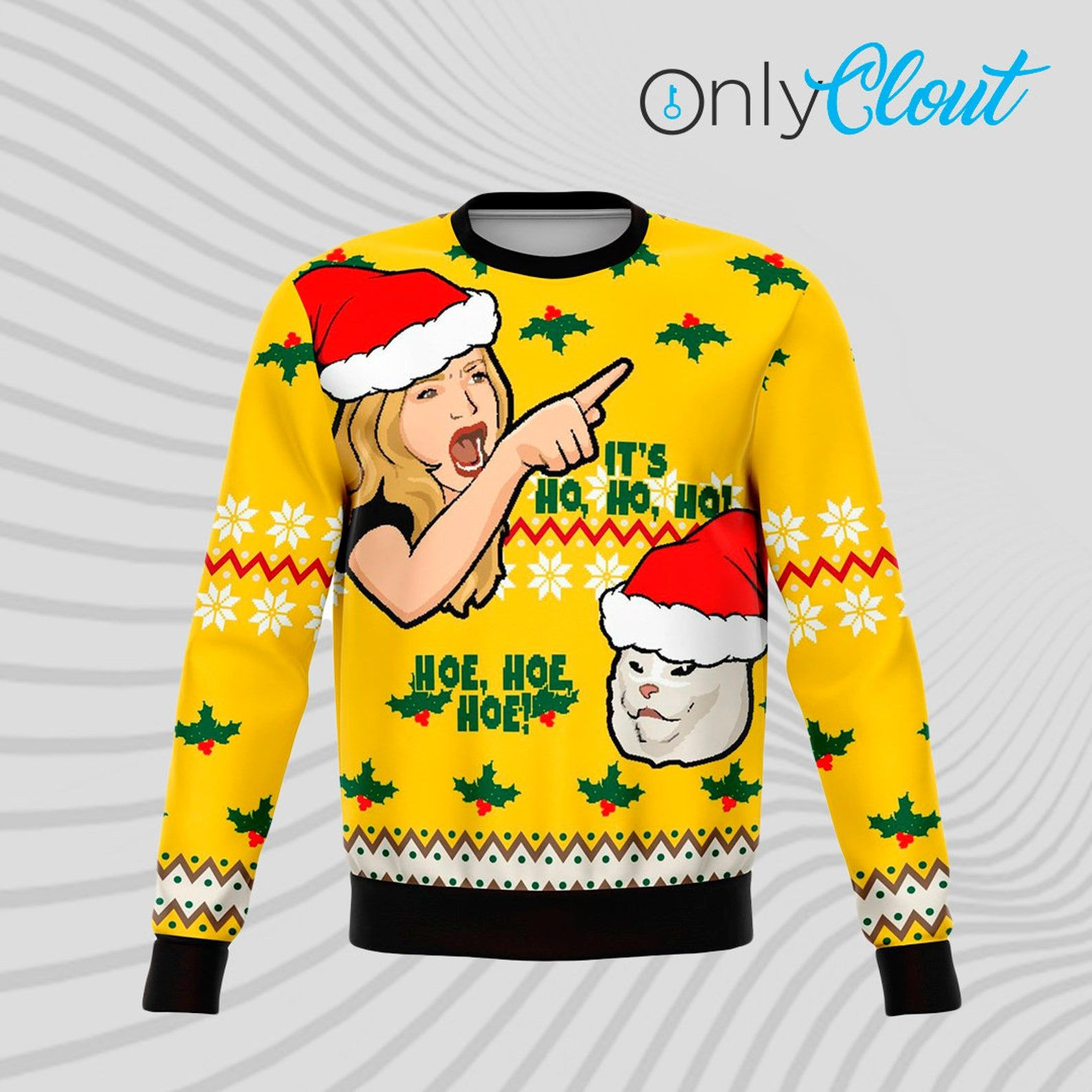 Karen Vs Mean Cat Funny Meme Ugly Christmas Sweater Adult 3D Funny Matching for family