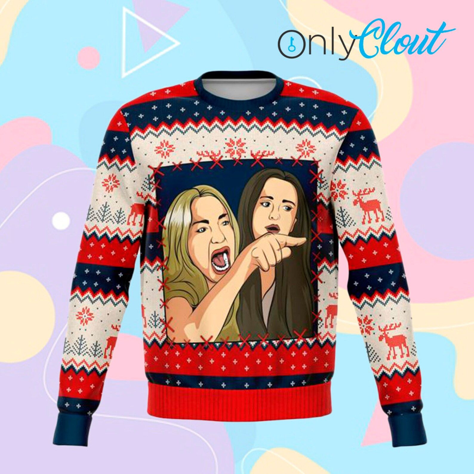 Karen Yelling Funny Ugly Christmas Sweater Adult 3D Funny Matching for family