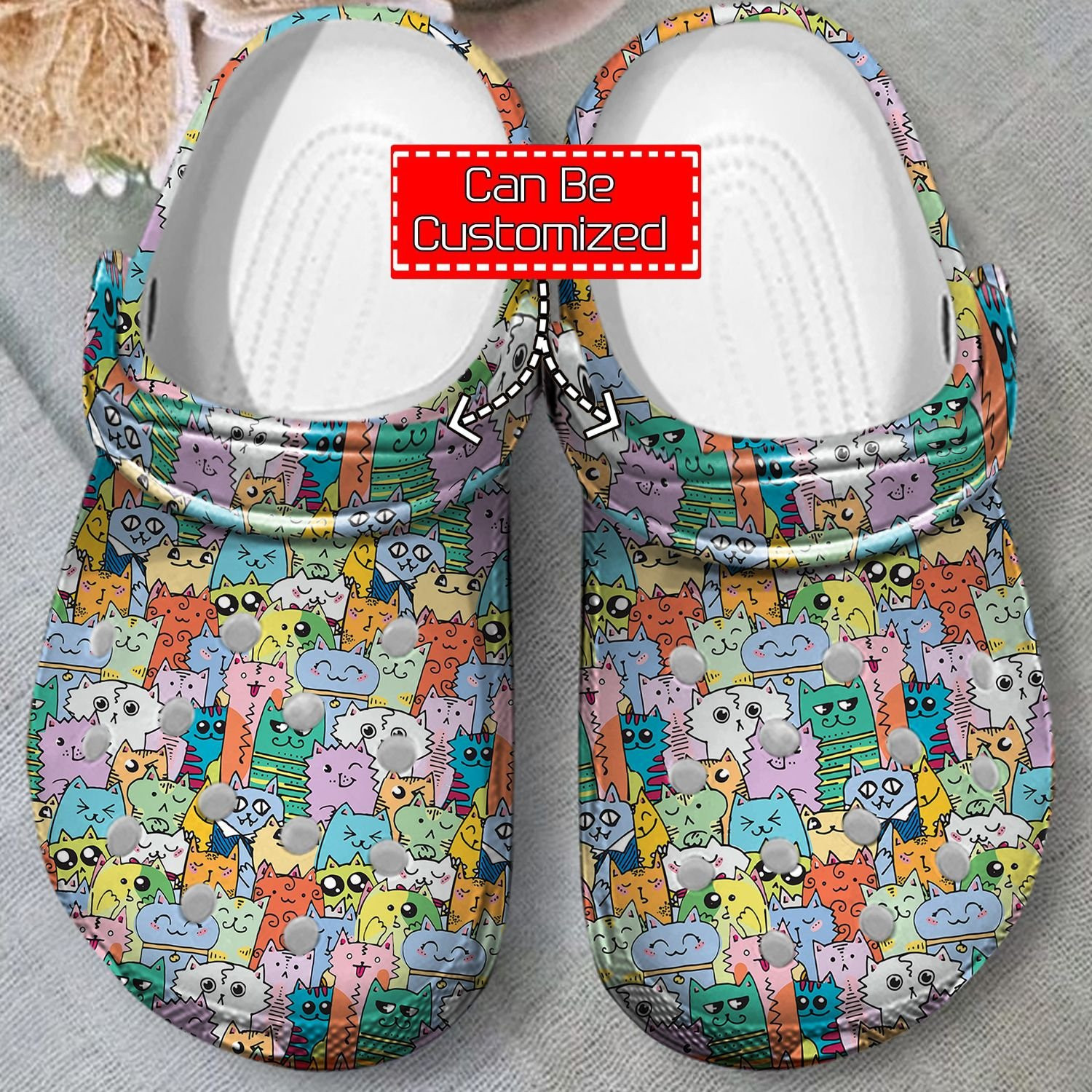 Kawaii Doodle Cats clog Shoes Cat
