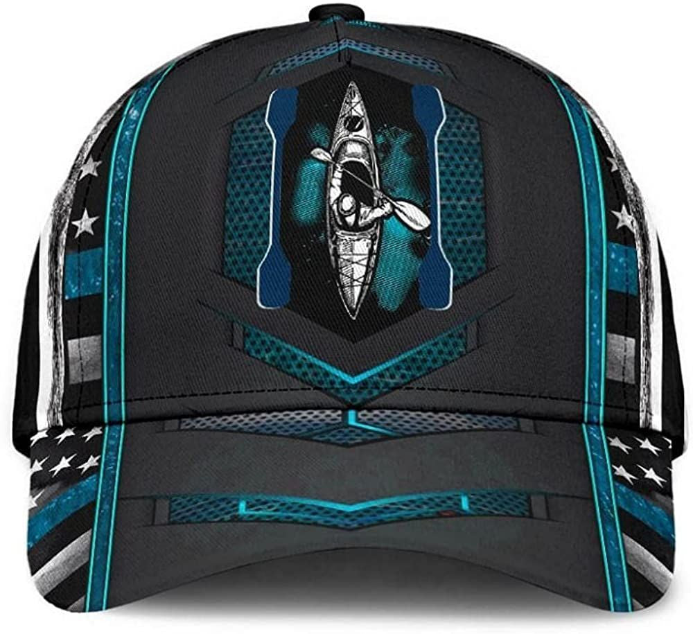 Kayaking American Flag Line Blue Simple and Beautiful 3D Printed Unisex Hat Classic Cap Trucker Hats Custom Hats Gifts For Men & Women