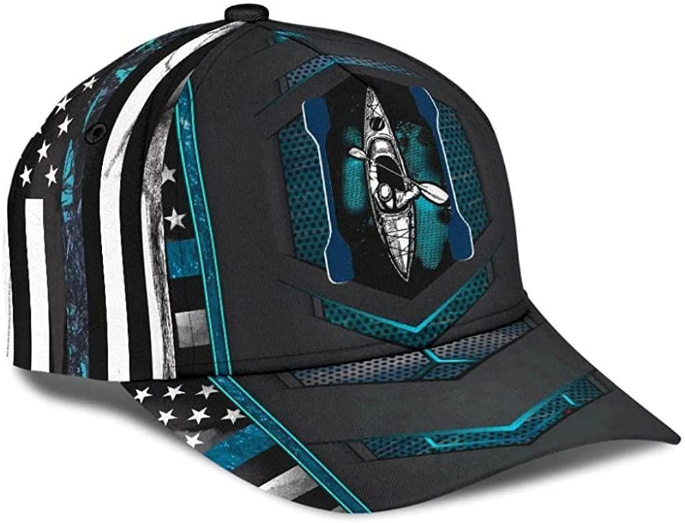 Kayaking American Flag Line Blue Simple and Beautiful 3D Printed Unisex Hat Classic Cap Trucker Hats Custom Hats Gifts For Men & Women