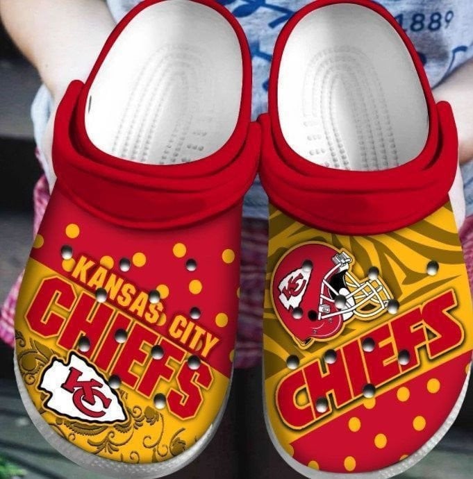KCity Chiefs Teams Clogs Crocband Clog Shoes Comfortable Water Shoes In Red And Yellow