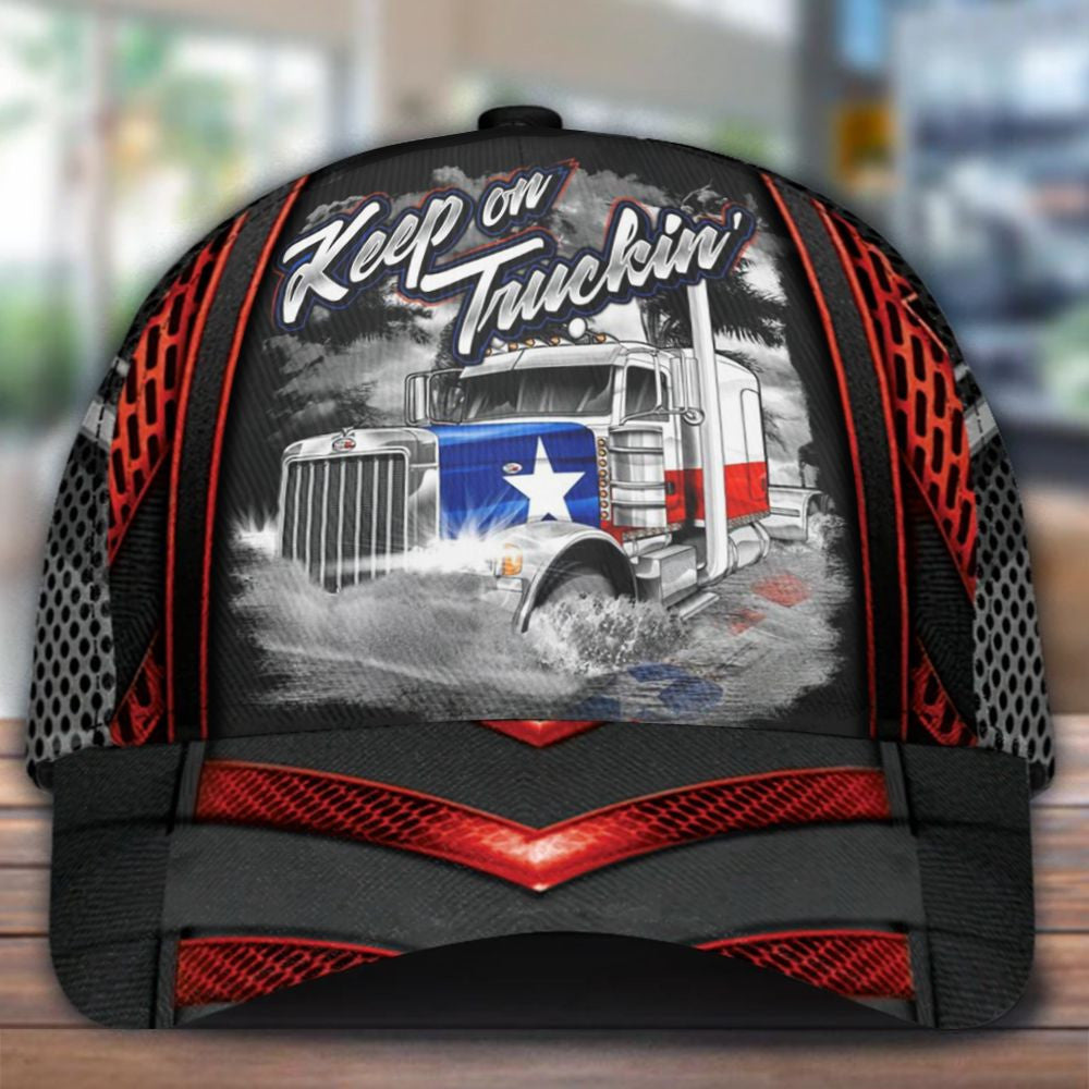 Keep On Truckin' Texas Trucker USA Flag Classic Cap Trucker Hats Custom Hats Gifts For Men & Women