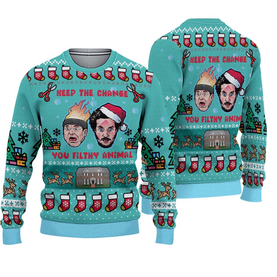 Keep The Change Home Alone Ugly Christmas Sweater