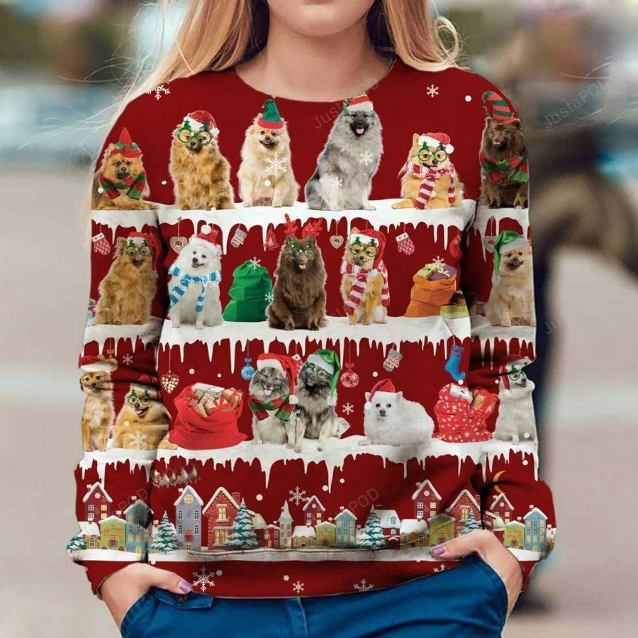 Keeshond Dog Ugly Christmas Sweater Adult 3D Funny Matching for family