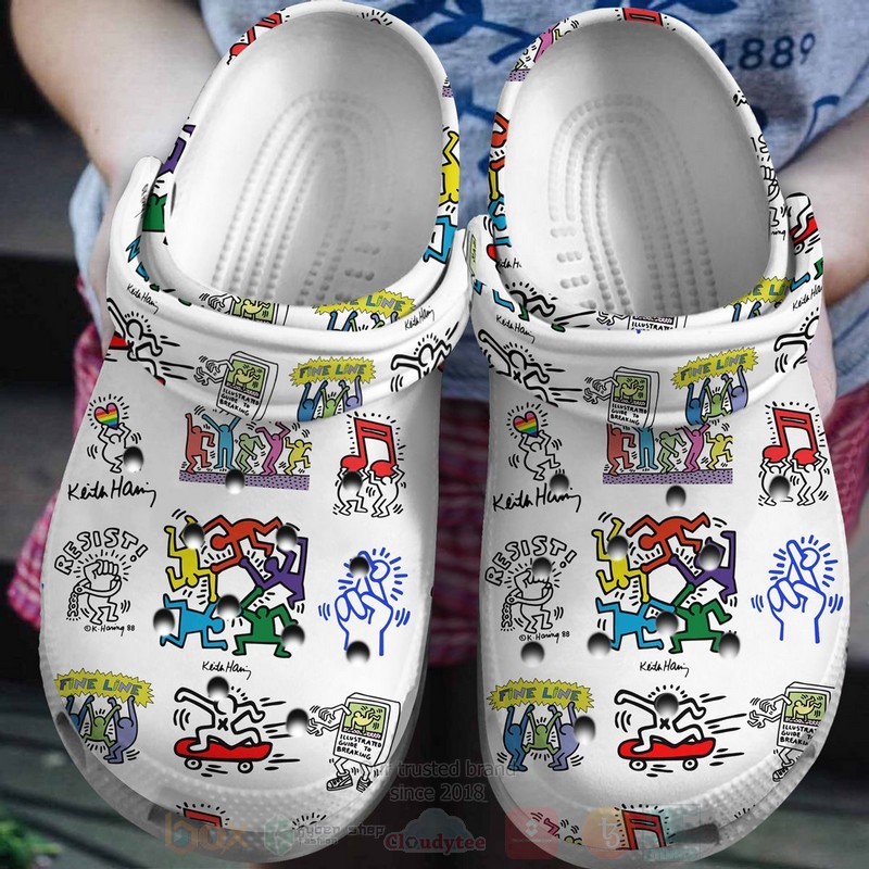 Keith Haring Artist Crocs Crocband Clogs Shoes Comfortable For Men Women and Kids