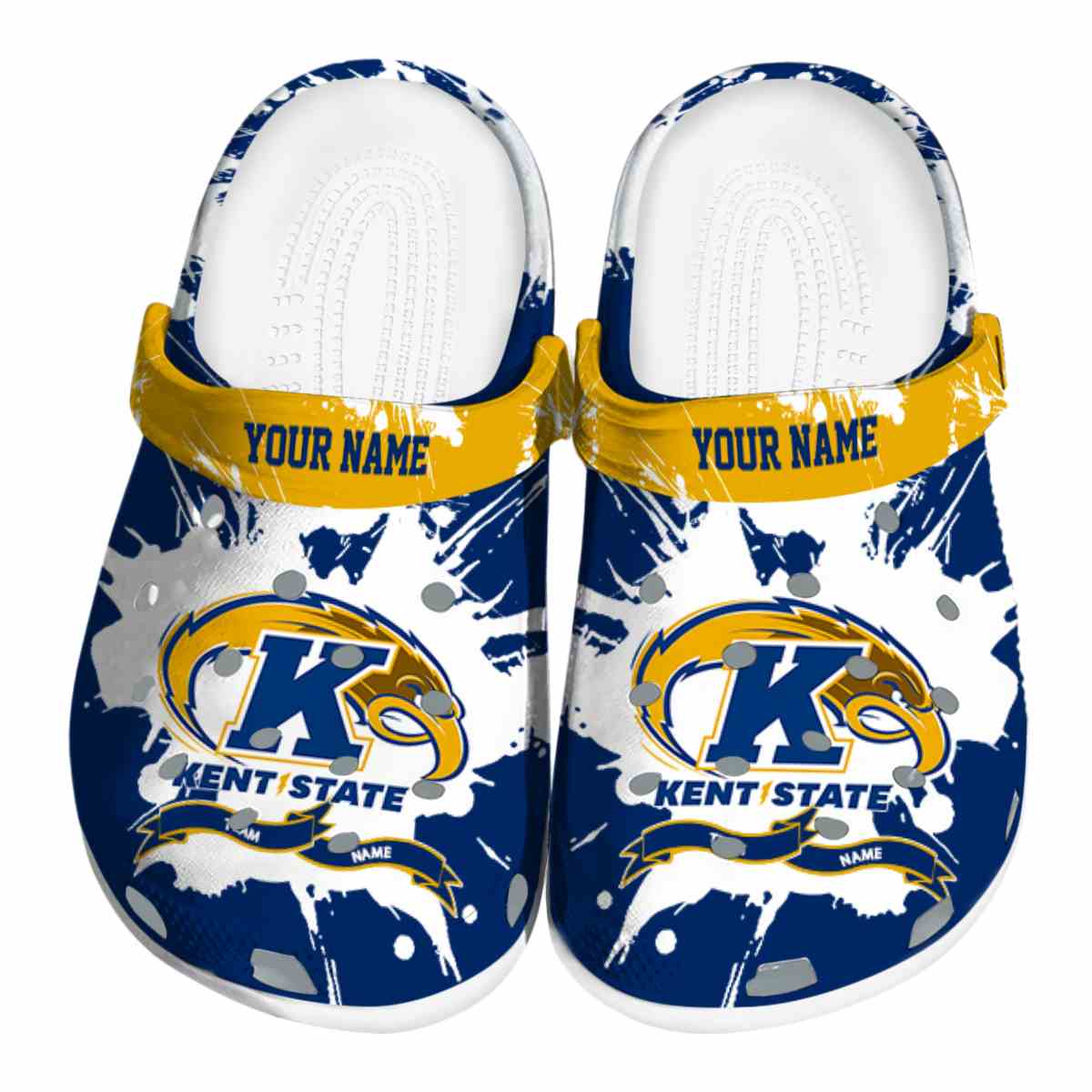 Kent State Golden Flashes NCAA Sport Crocs Crocband Clogs Shoes Comfortable For Men Women and Kids