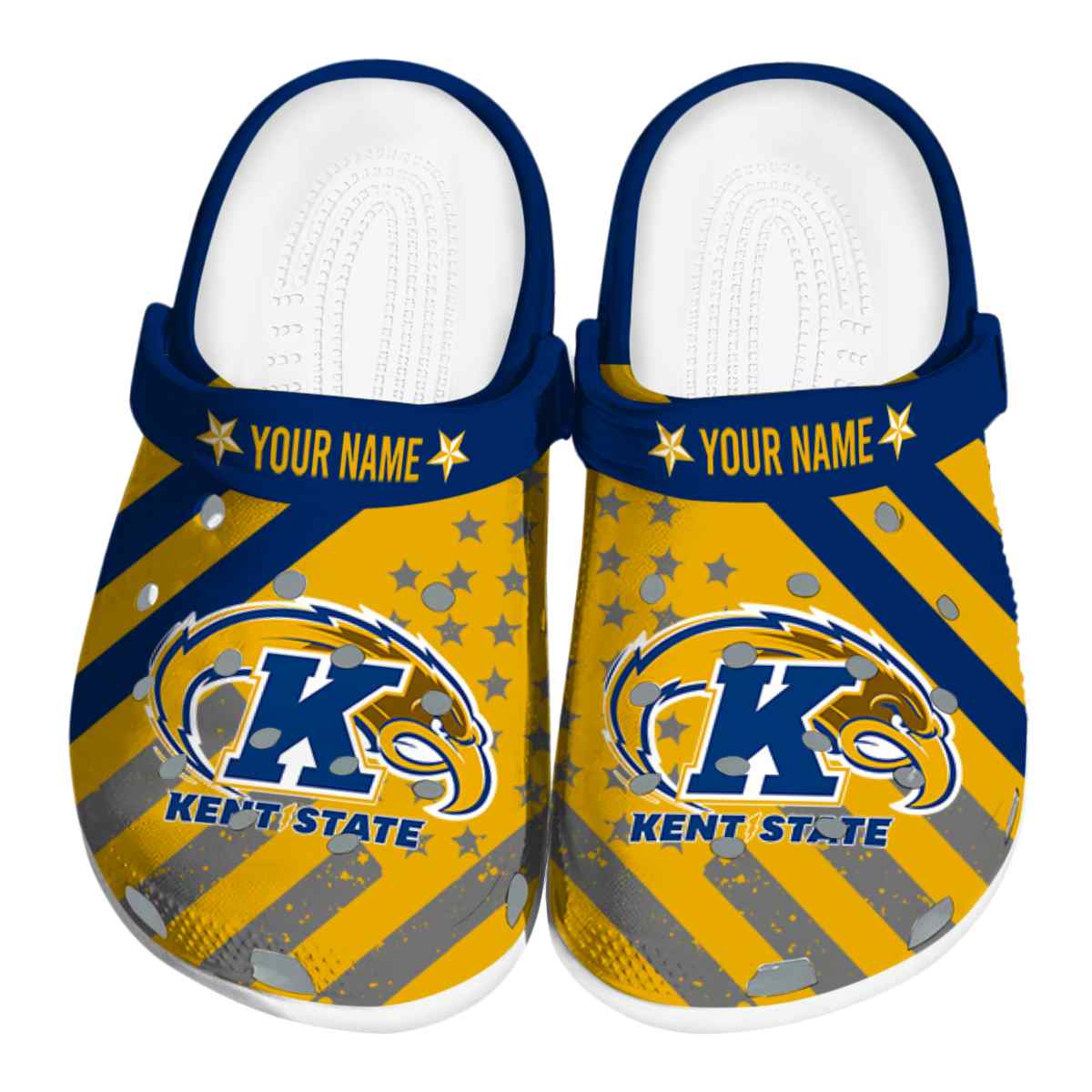 Kent State Golden Flashes NCAA Sport Crocs Crocband Clogs Shoes Comfortable For Men Women and Kids