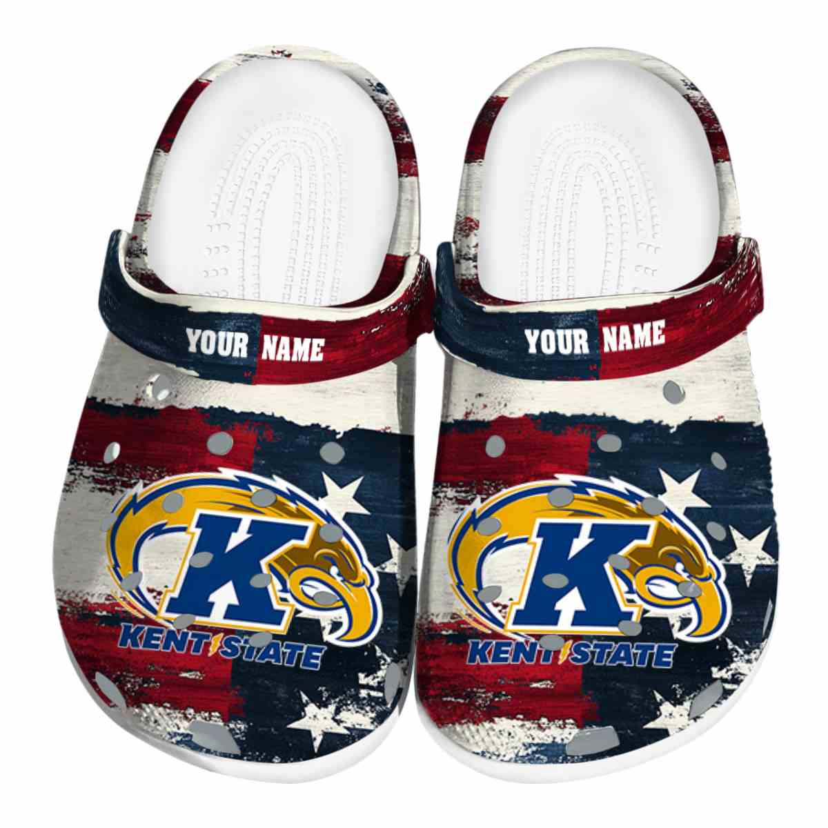 Kent State Golden Flashes NCAA Sport Crocs Crocband Clogs Shoes Comfortable For Men Women and Kids