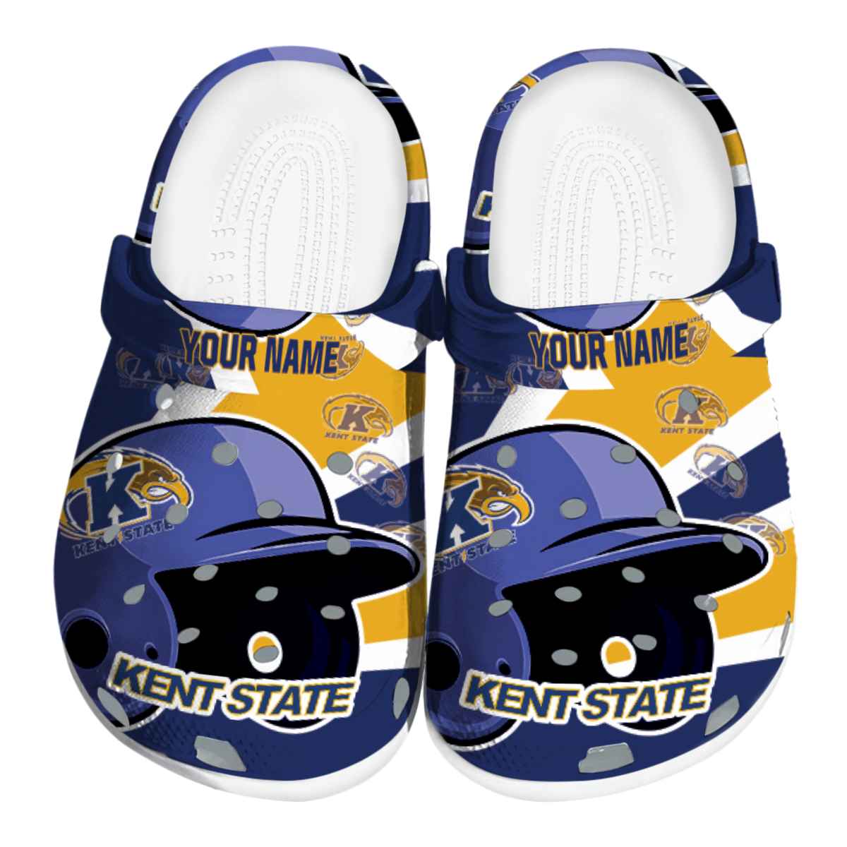 Kent State Golden Flashes NCAA Sport Crocs Crocband Clogs Shoes Comfortable For Men Women and Kids