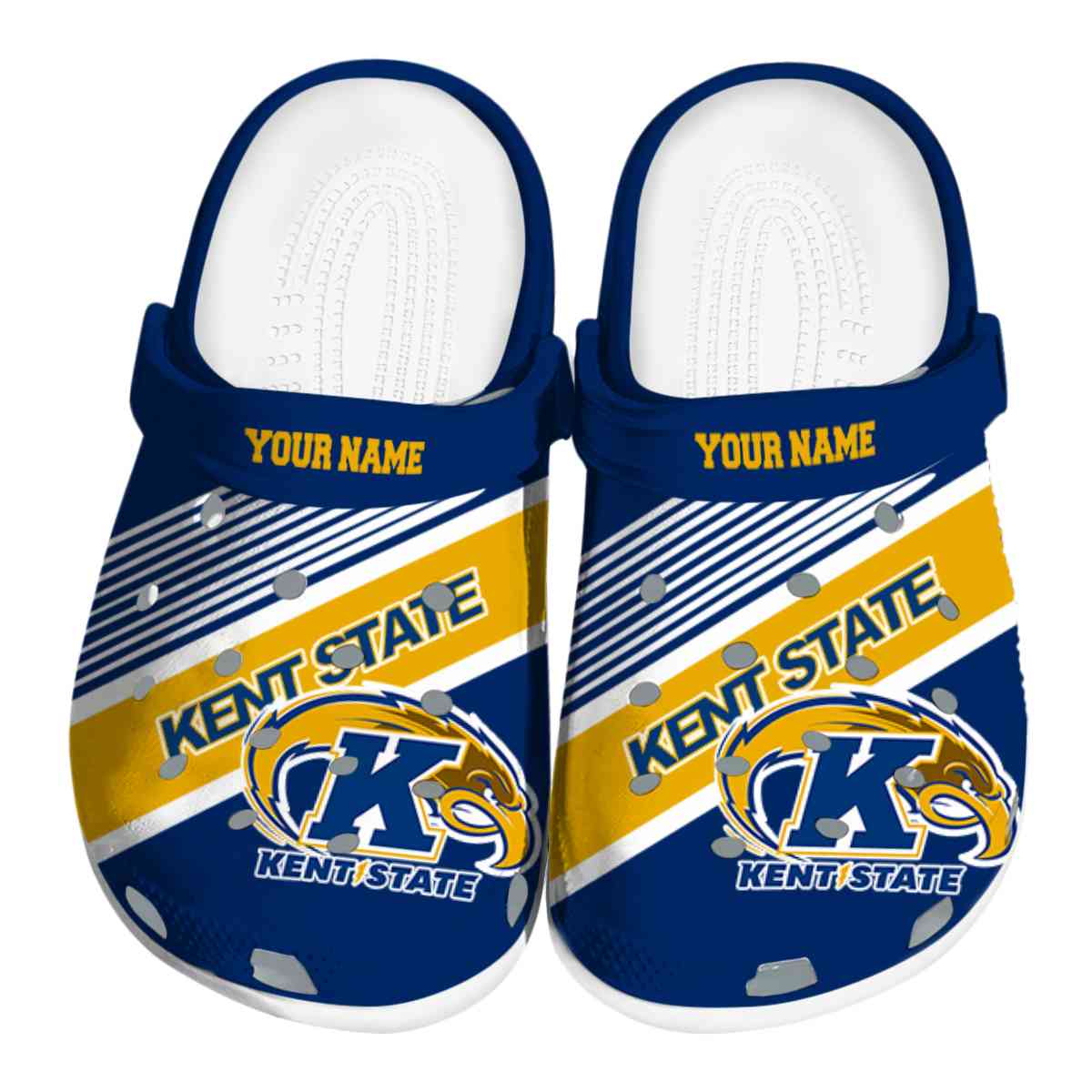 Kent State Golden Flashes NCAA Sport Crocs Crocband Clogs Shoes Comfortable For Men Women and Kids