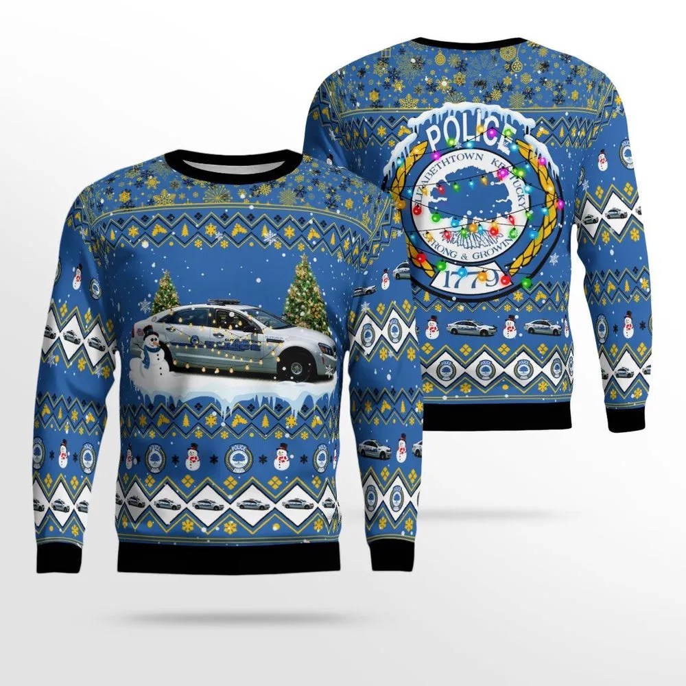 Kentucky Elizabethtown Police Department Christmas AOP Ugly Sweater Xmas Unisex Sweater Christmas Gifts For Men Women