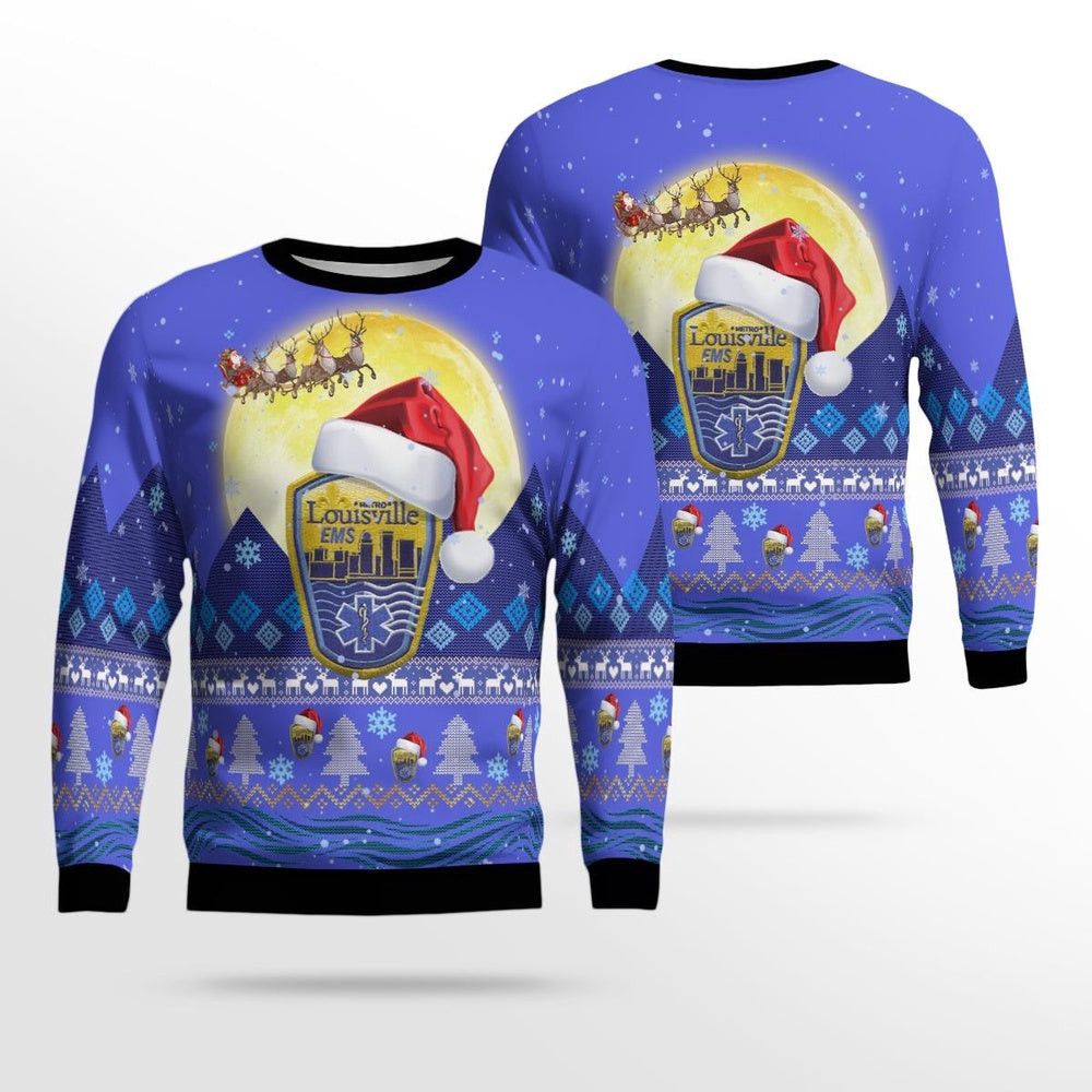 Kentucky Louisville Metro EMS Christmas AOP Ugly Sweater Xmas Unisex Sweater Christmas Gifts For Men Women