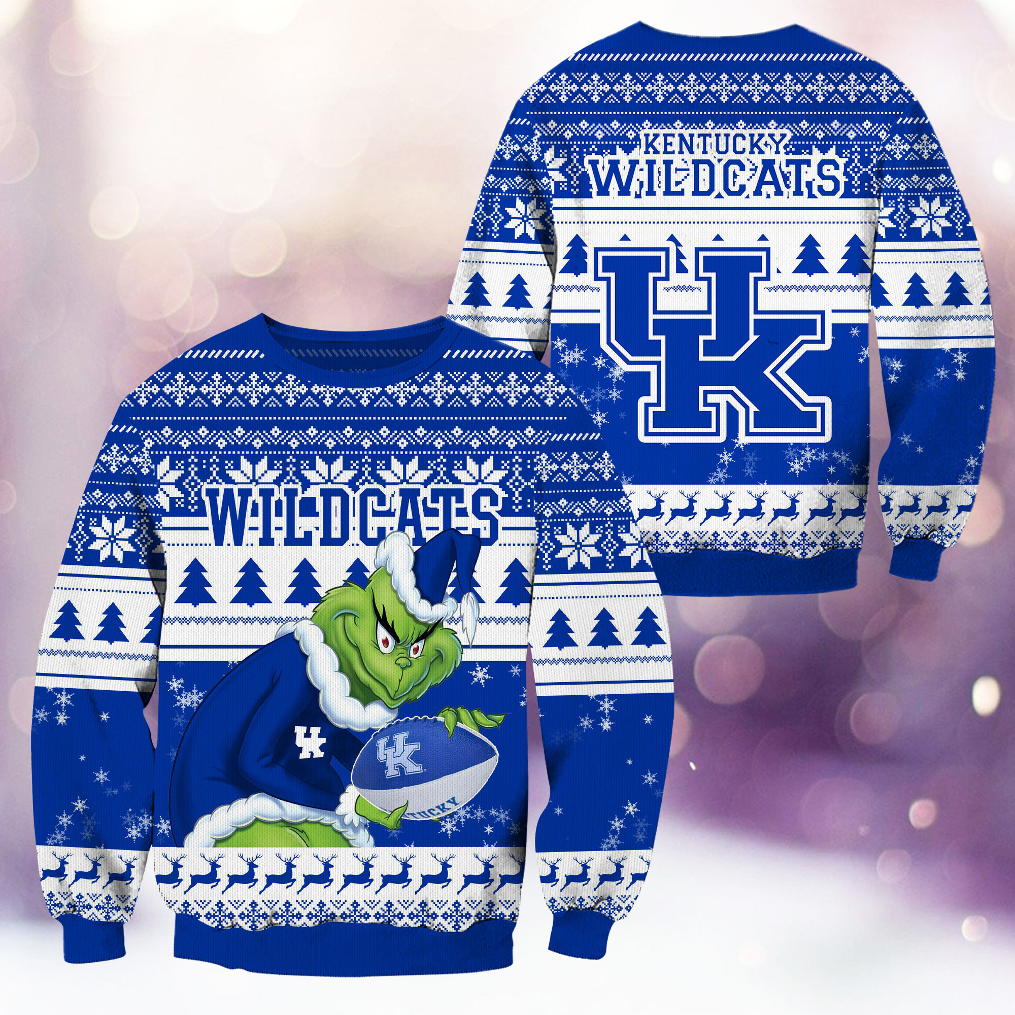 Kentucky Wildcats Grinch Ugly Christmas Sweater Adult 3D Funny Matching for family