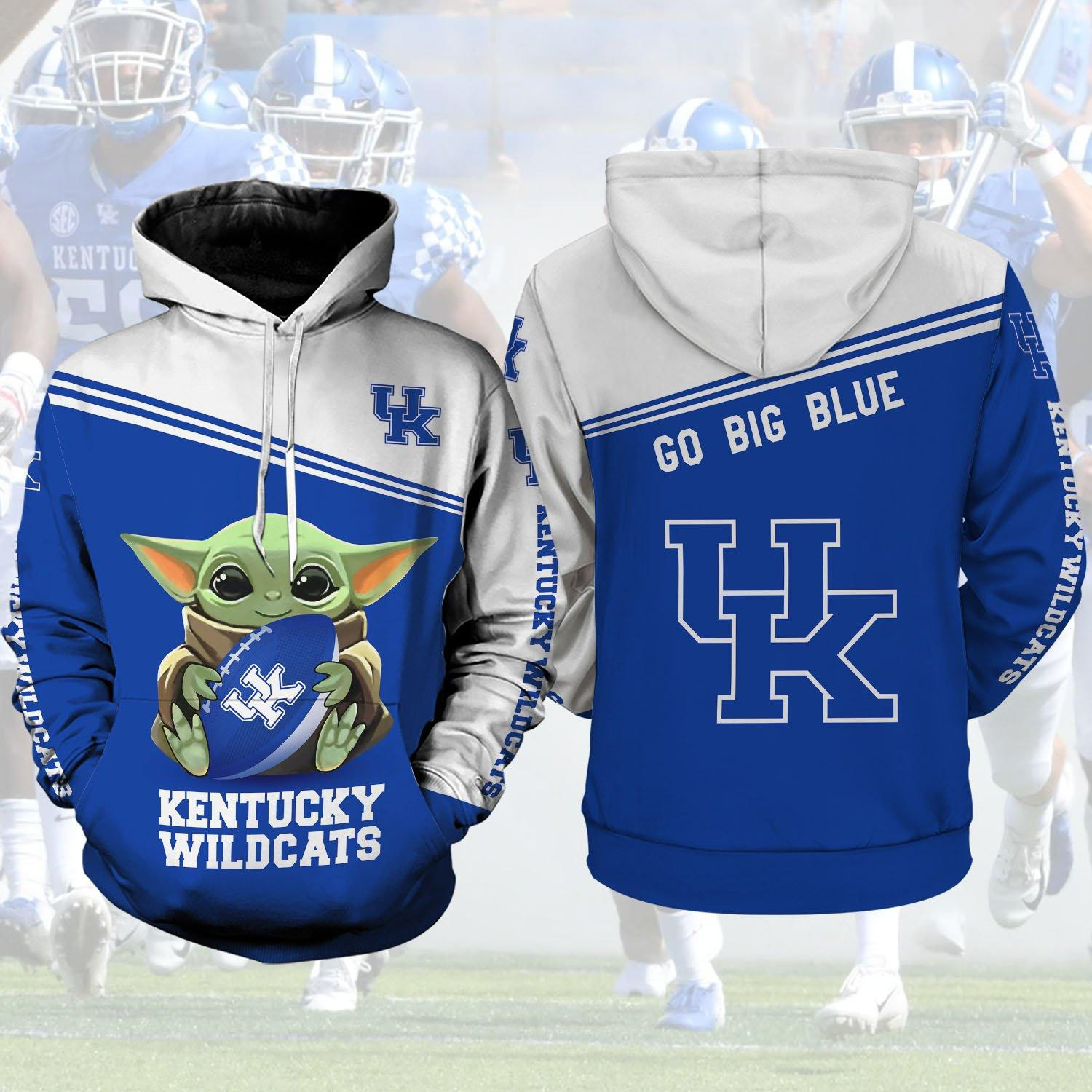 Kentucky Wildcats Lovers Baby Yoda 3D All Over Print Hoodie, Zip Hoodie