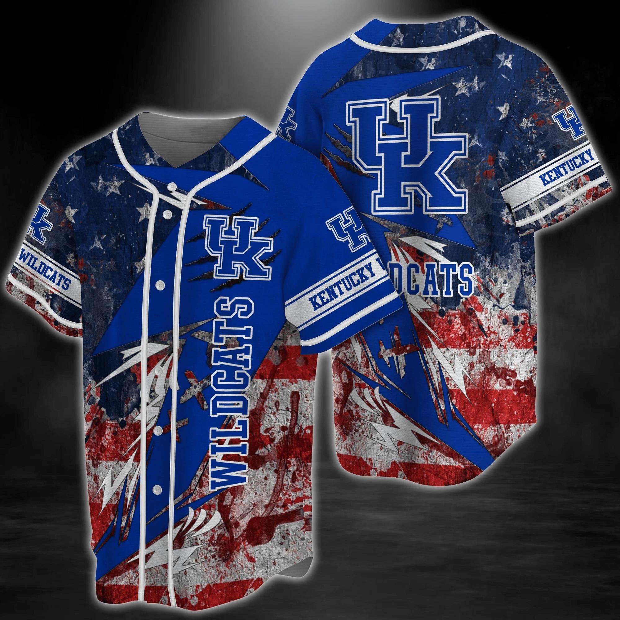 Kentucky Wildcats Ncaa Baseball Jersey Shirt Us Flag