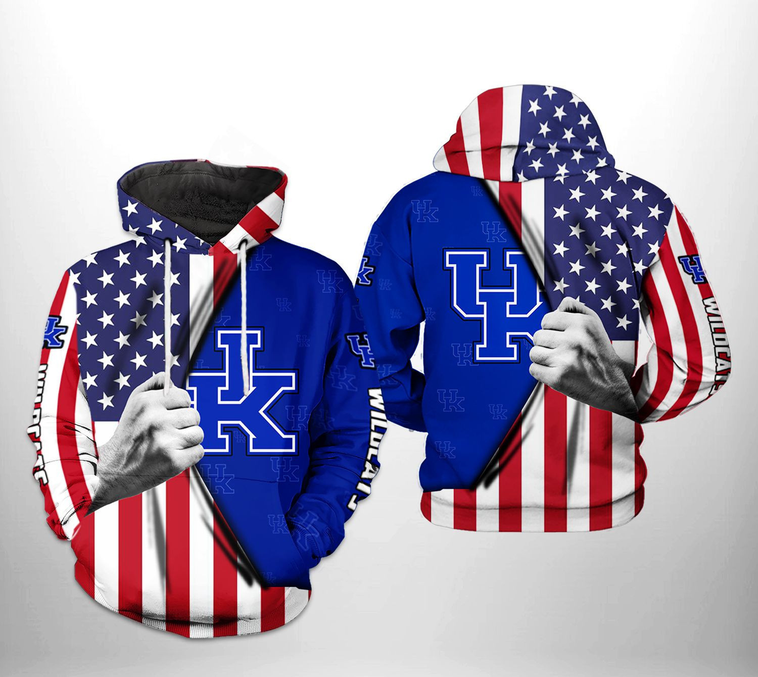 Kentucky Wildcats NCAA US Flag 3D All Over Print Hoodie, Zip Hoodie