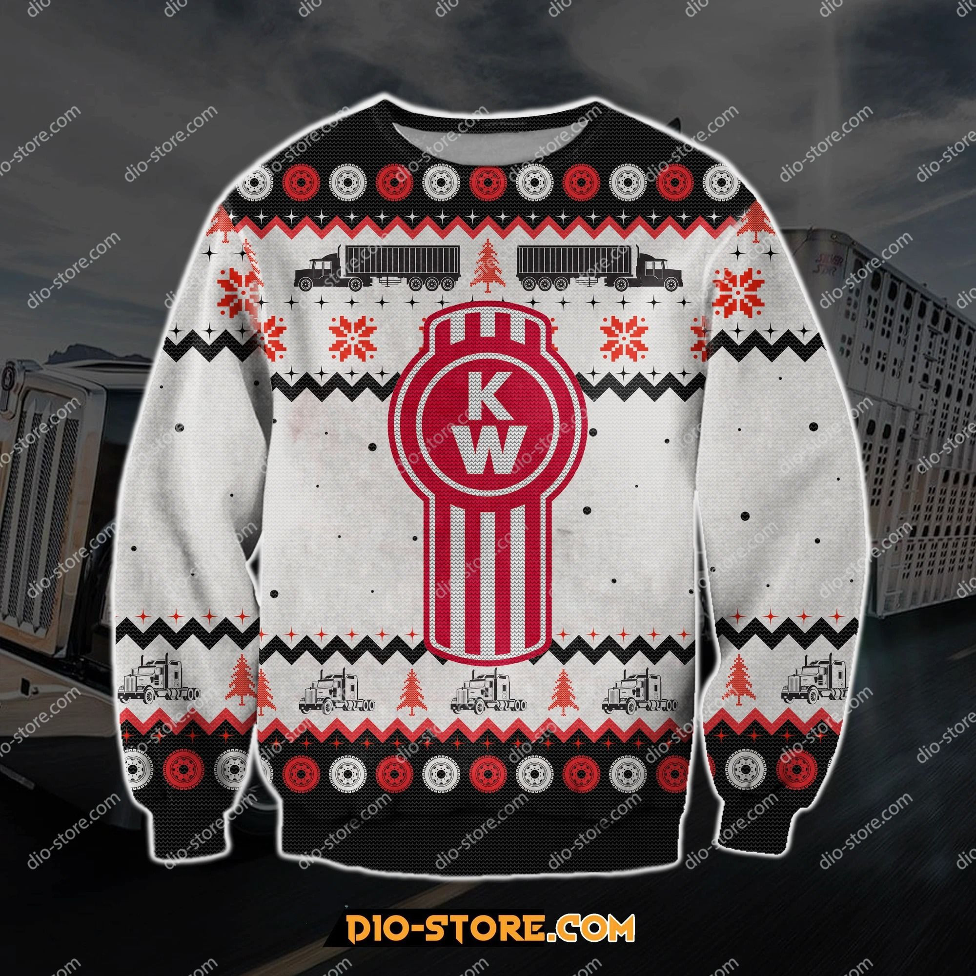 Kenworth Trucks Knitting Pattern 3D Print Ugly Christmas Sweater Adult 3D Funny Matching for family