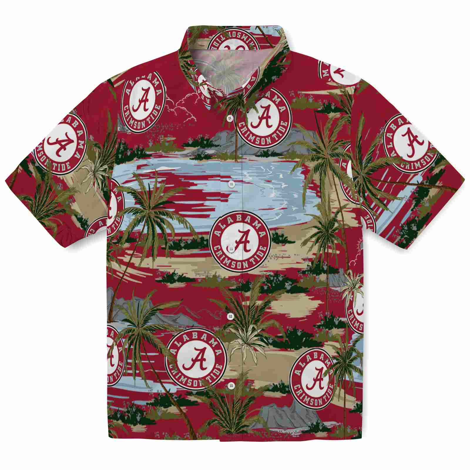 Keptsake Alabama Crimson Tide Palm Horizon Crimson Premium Hawaiian Shirt