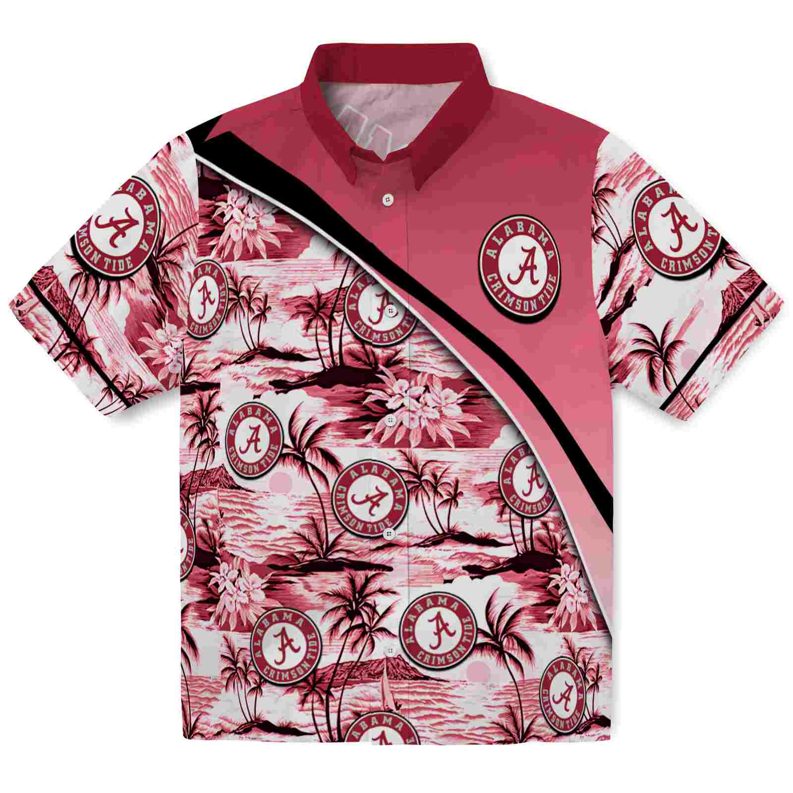Keptsake Alabama Crimson Tide Sunset Palms Crimson White Premium Hawaiian Shirt